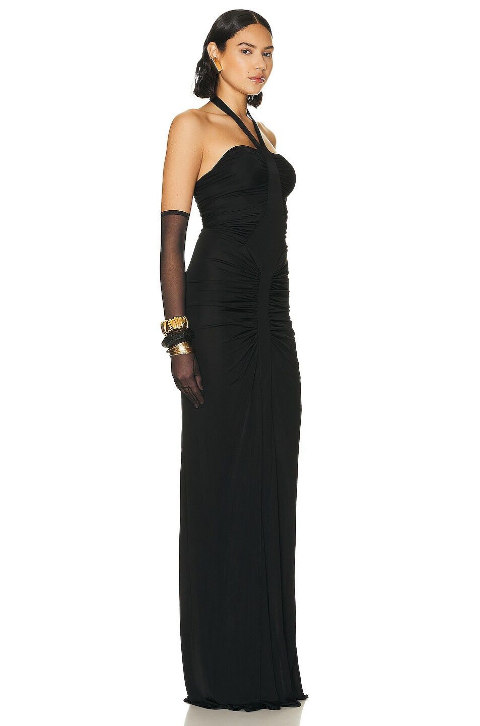 Saint Laurent Paris o1bcso1str1125 Long Halterneck Dress in Black Size XS / US 0-2 / IT 36-38 - 2 Thumbnail