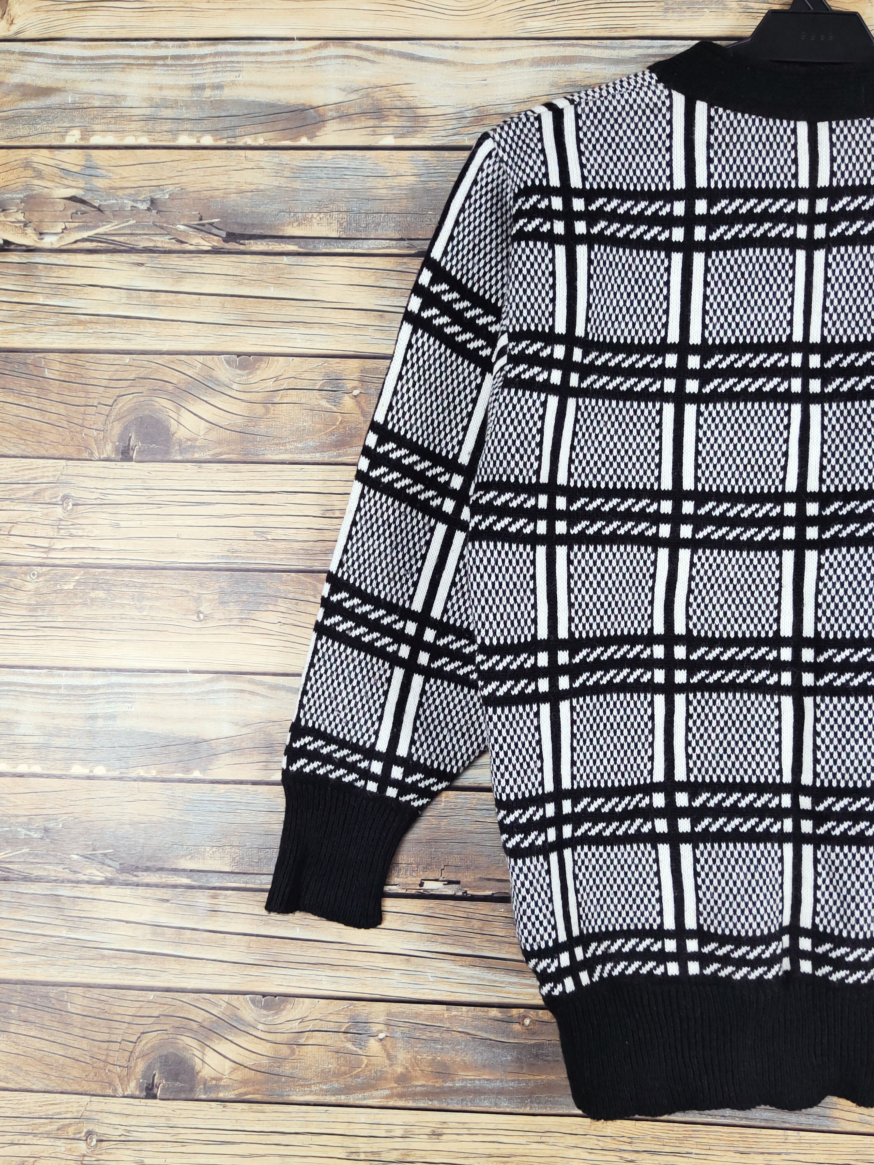 Homespun Knitwear × Japanese Brand × Vintage Japanese Brand Black white Knitwear Cardigan #W1149 Size M / US 6-8 / IT 42-44 - 9 Thumbnail