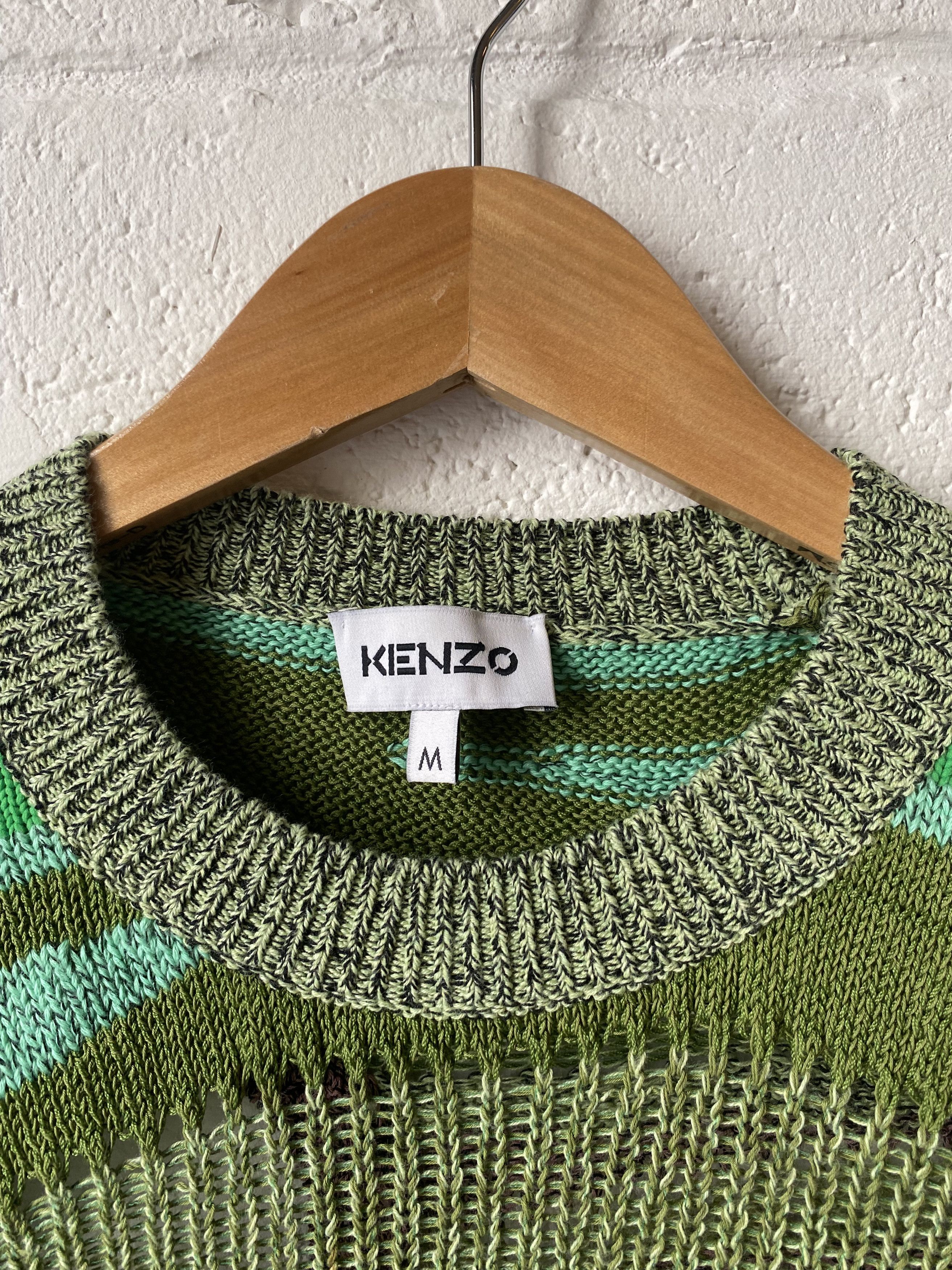 Kenzo Kenzo Striped Knit Sweater with Cut-out Detail Size M Size US M / EU 48-50 / 2 - 3 Thumbnail