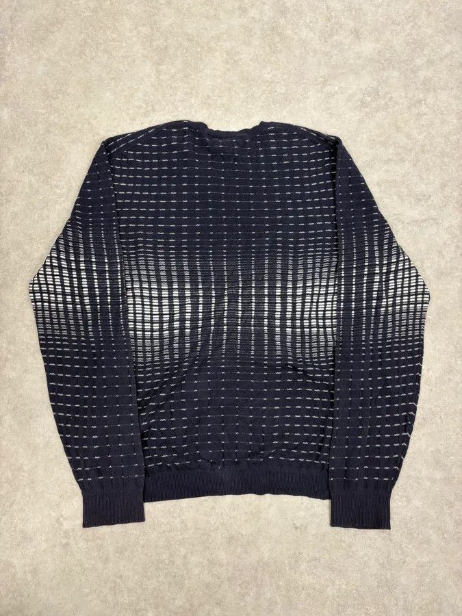 2010s Armani Navy & White Gradient Abstract Light Sweater