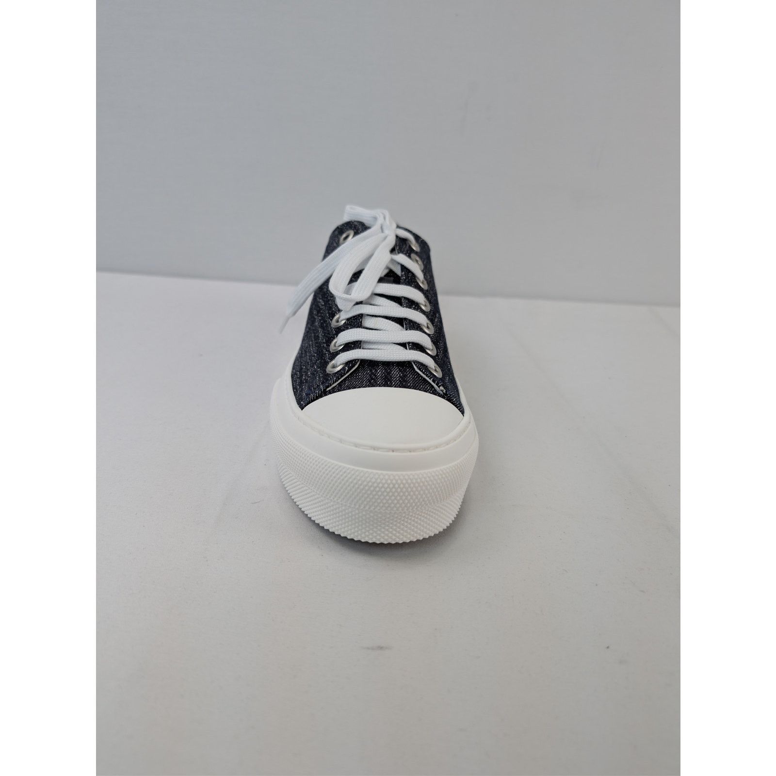 Burberry o1rshd1 Jack Check denim low-top sneakers white rubber sole Size US 12 / EU 45 - 15 Thumbnail