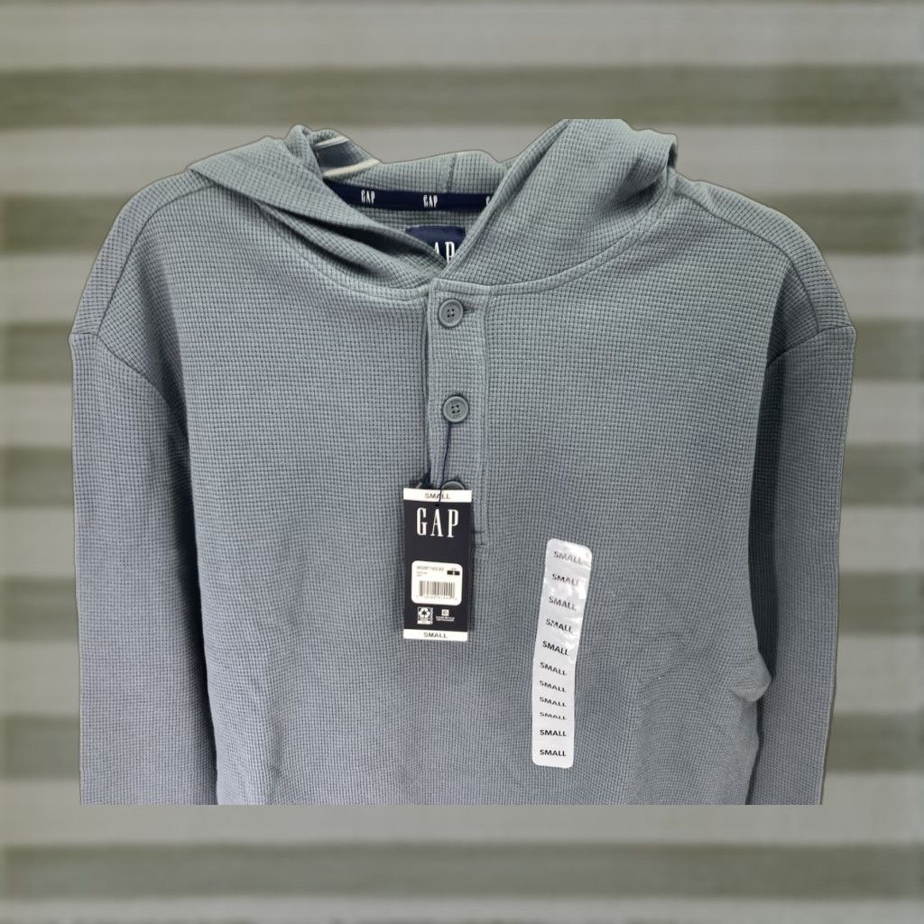 Gap Gap Waffle Henley Hoodie Shirt Men Size Small Gray Long Sleeve Pullover NWT Size US S / EU 44-46 / 1 - 1 Thumbnail