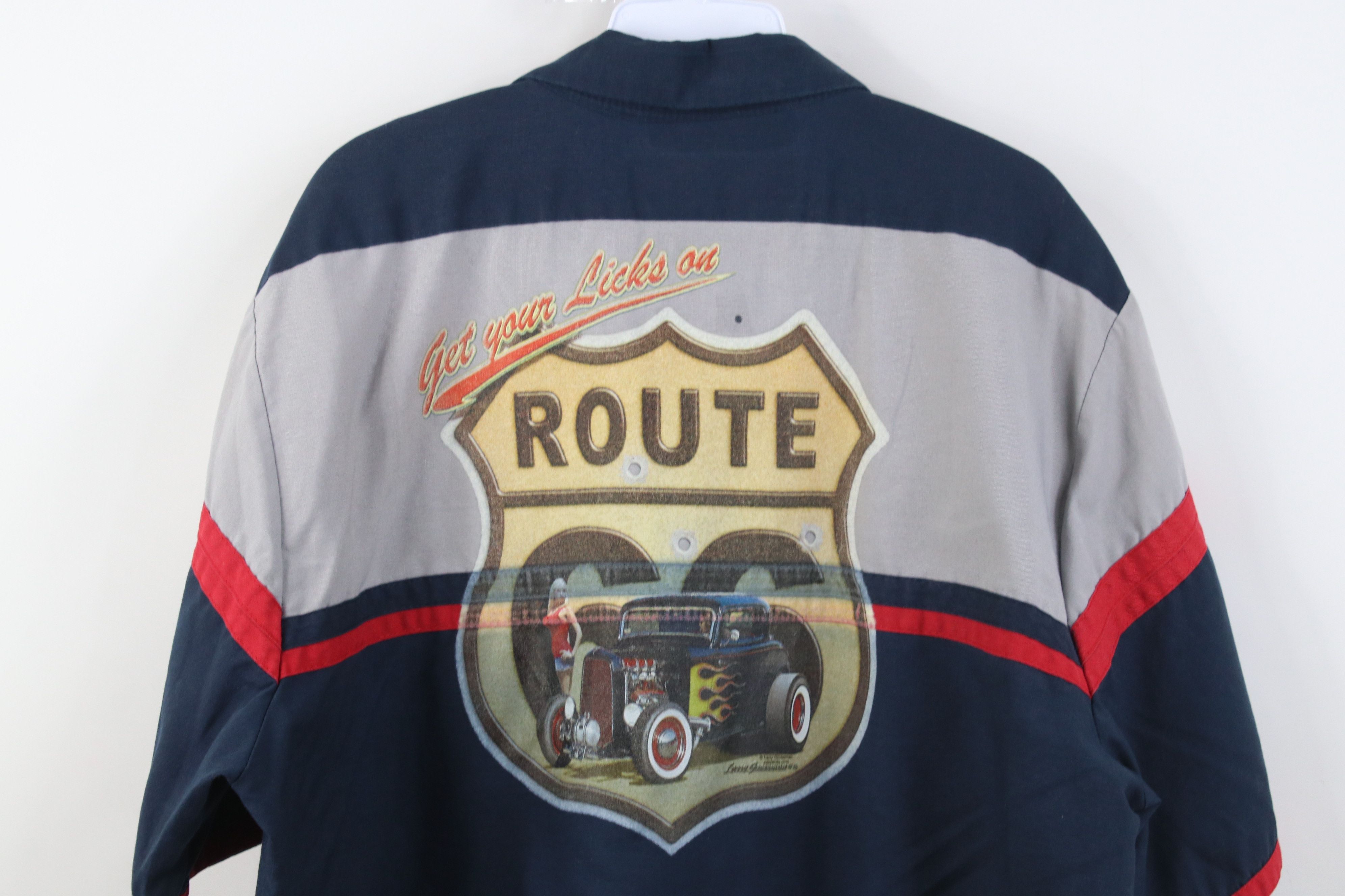 Vintage Vintage 90s Route 66 Pinup Hot Rod Mechanic Button Shirt Size US L / EU 52-54 / 3 - 15 Thumbnail