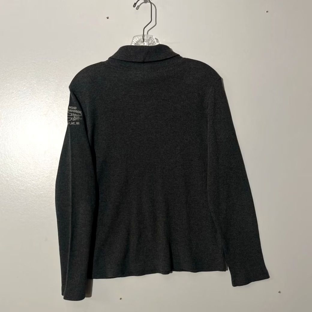 Harley Davidson Harley Womens Ribbed Mock Neck Long Sleeve Shirt Charcoal Gray XL Size XL / US 12-14 / IT 48-50 - 3 Thumbnail