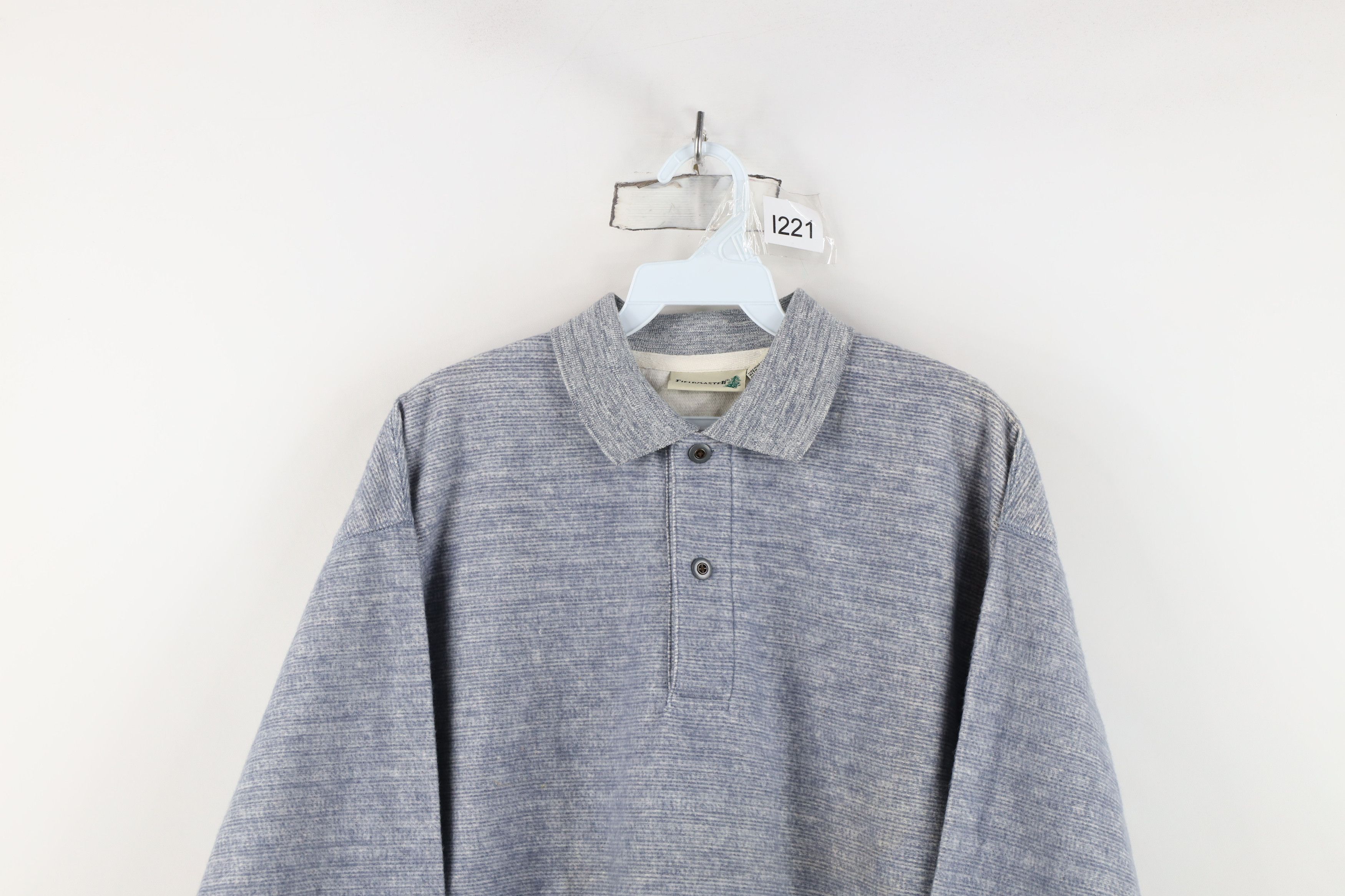 Vintage Vintage 90s Streetwear Fleece Collared Polo Sweater Blue Size US M / EU 48-50 / 2 - 2 Thumbnail