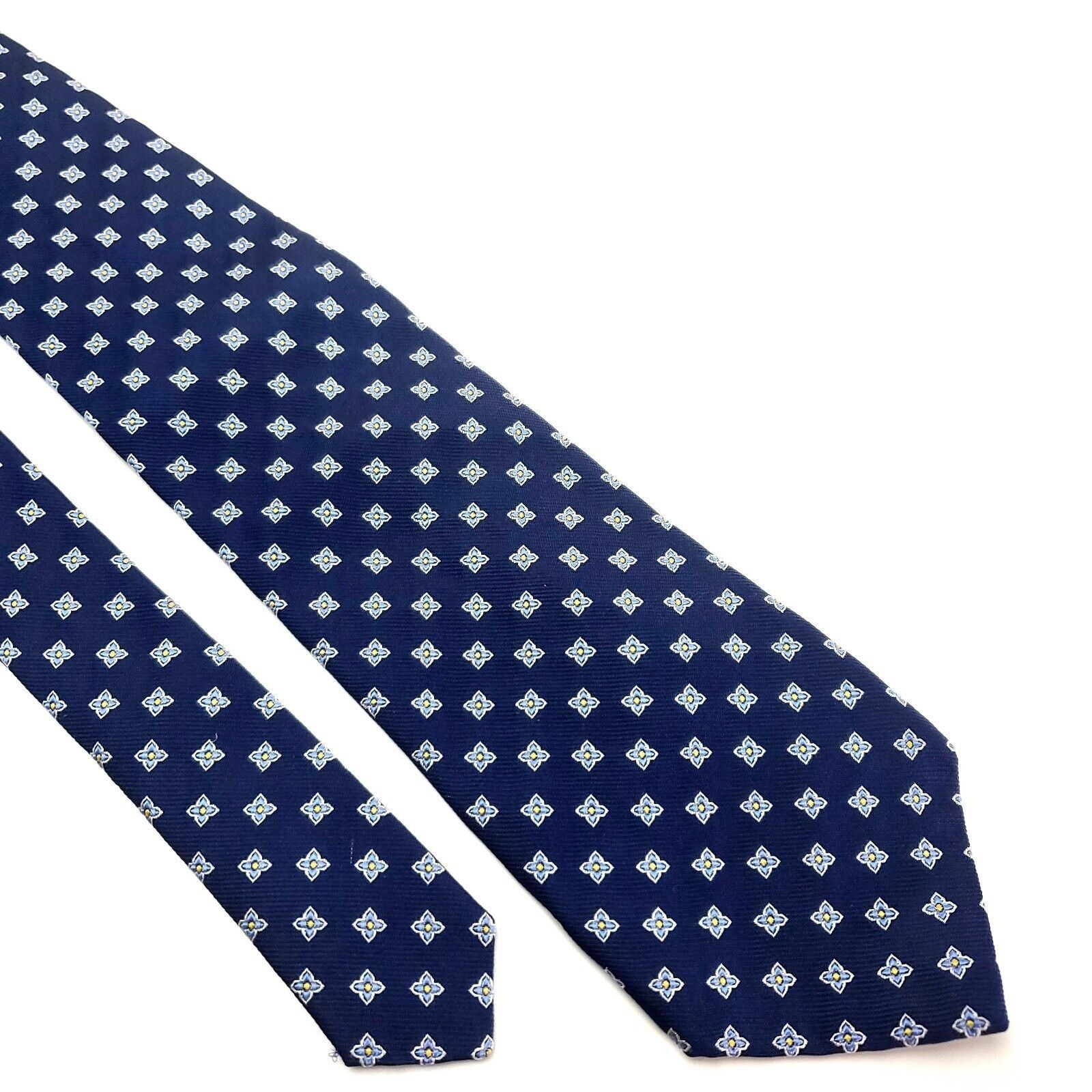 Lands' End Land's End Silk Tie Blue Woven Geometric Size ONE SIZE - 1 Thumbnail