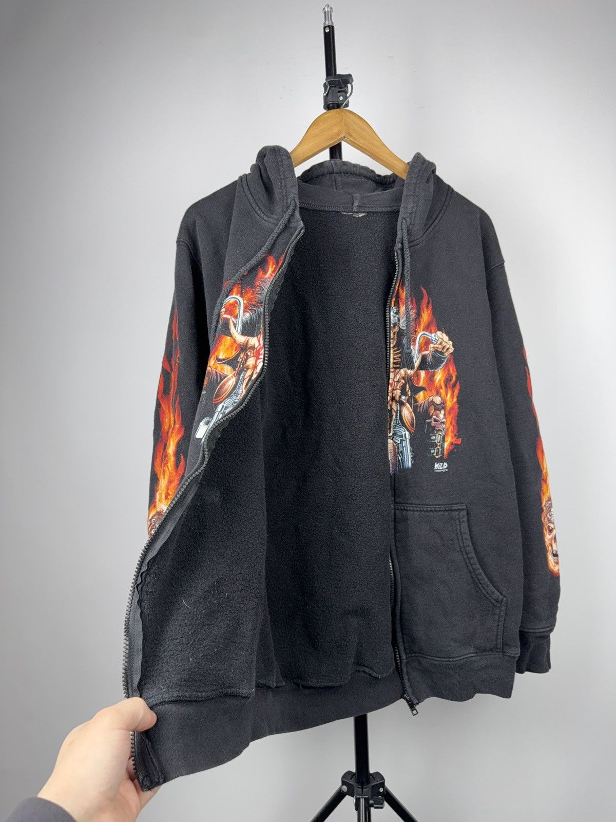 Harley Davidson Flaming Skull Biker Zip Hoodie Chopper Motorcycle Graphic Size US M / EU 48-50 / 2 - 11 Thumbnail