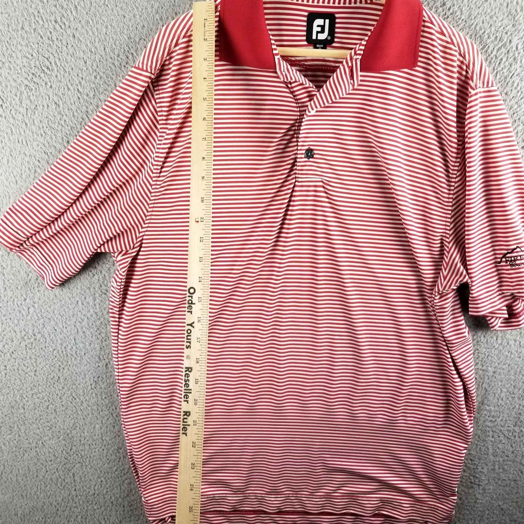Footjoy FootJoy Golf Polo Shirt M Red White Striped ProDry Performance Firerock CC Shirt Mens Polo Size US M / EU 48-50 / 2 - 4 Thumbnail