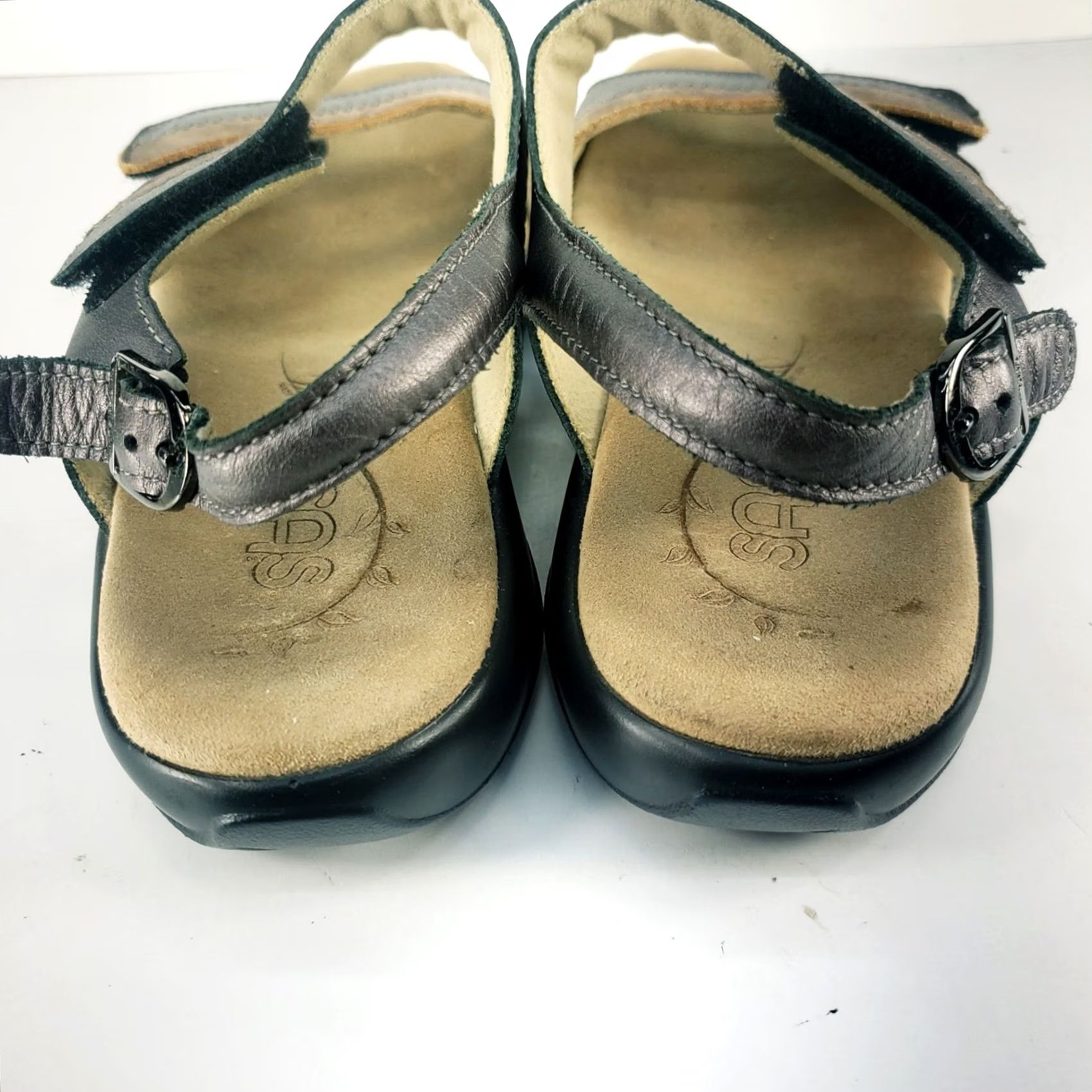 SAS SAS Womens Sandals 7.5W Nudu Leather Two Tone Pewter Bronze Metal Strappy Comfort Buckle Size US 8 / IT 38 - 6 Thumbnail