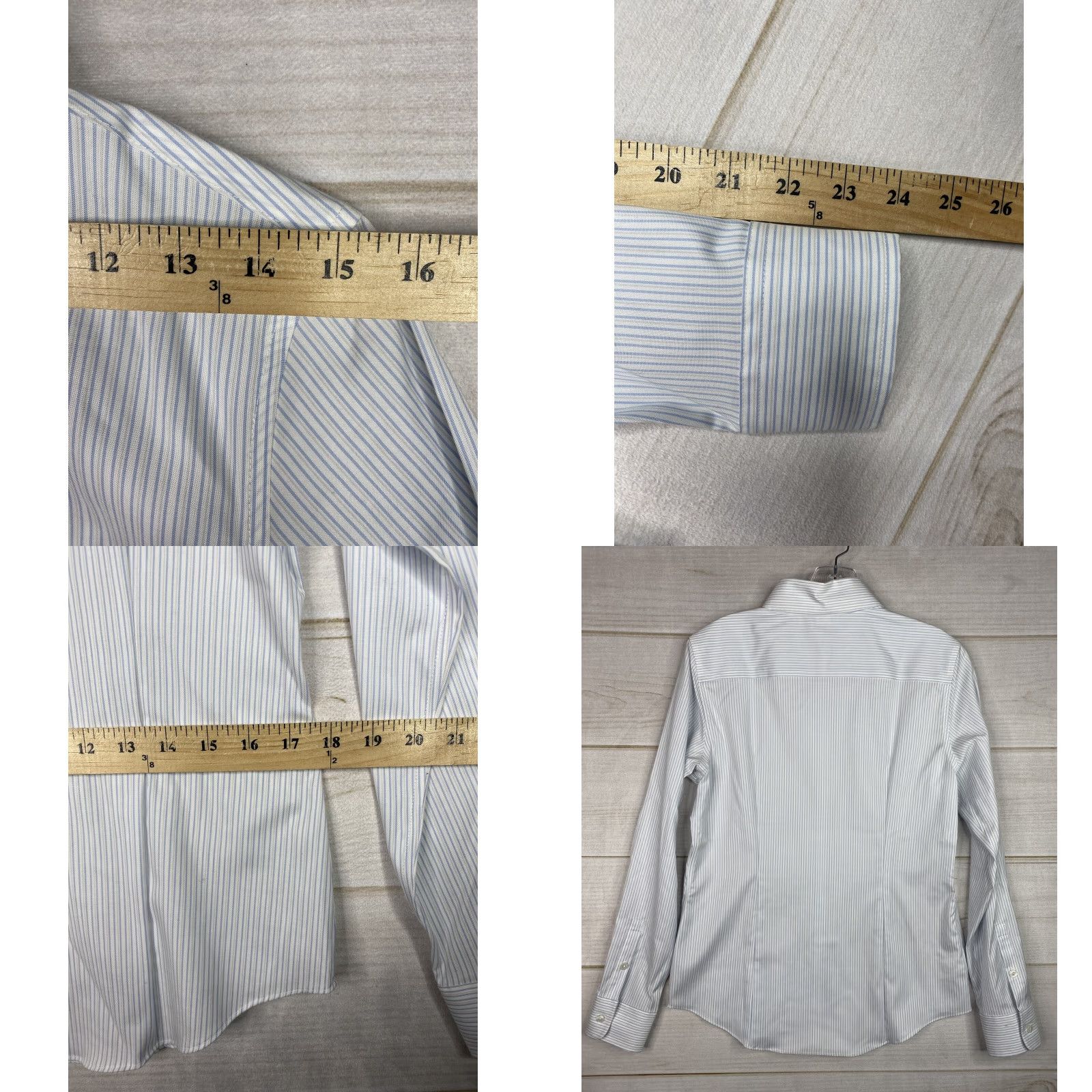 Eddie Bauer Eddie Bauer Shirt Womens M Blue White Stripe Button-Up Knit Stretch Non-Iron Long Sleeve Casual Classic/City/Comfy Multicolor Pattern 3/4 Sleeve Size M / US 6-8 / IT 42-44 - 8 Thumbnail