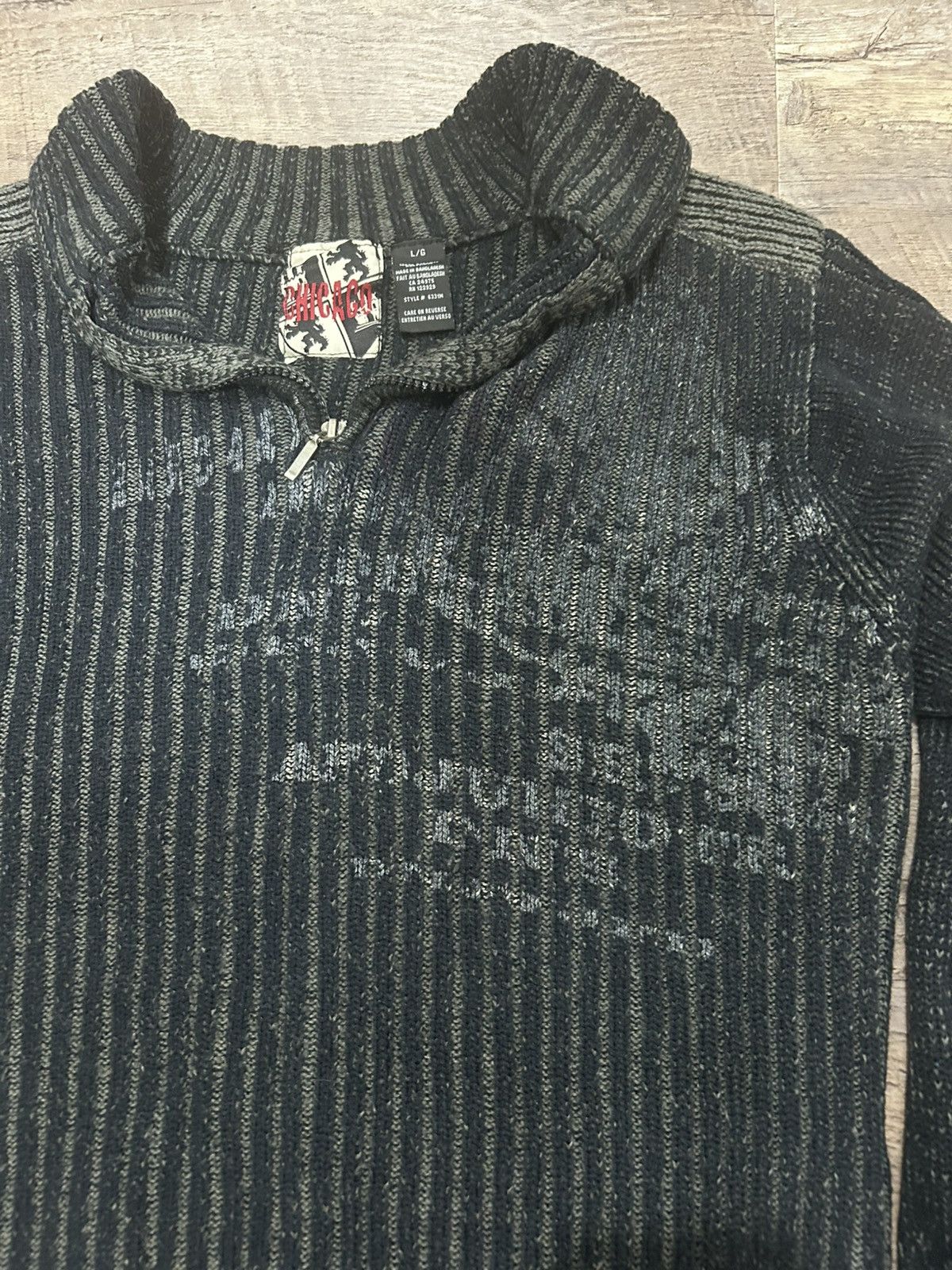 Vintage 🎬 Chicago Y2K Print Quarter-Zip Sweater 🎬 Size US M / EU 48-50 / 2 - 2 Thumbnail