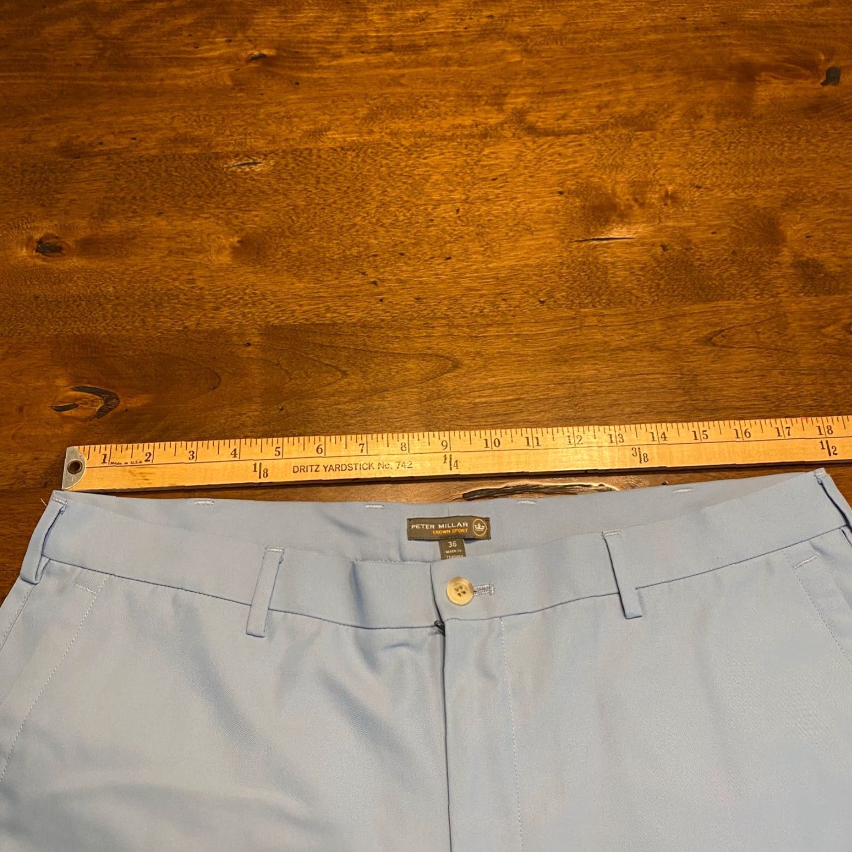 Peter Millar Peter Millar Crown Sport Shorts Mens 36 Light Blue 8" Chino Khaki Casual Pockets 5-Pocket Design Regular Straight Men Mens Size US 36 / EU 52 - 3 Thumbnail