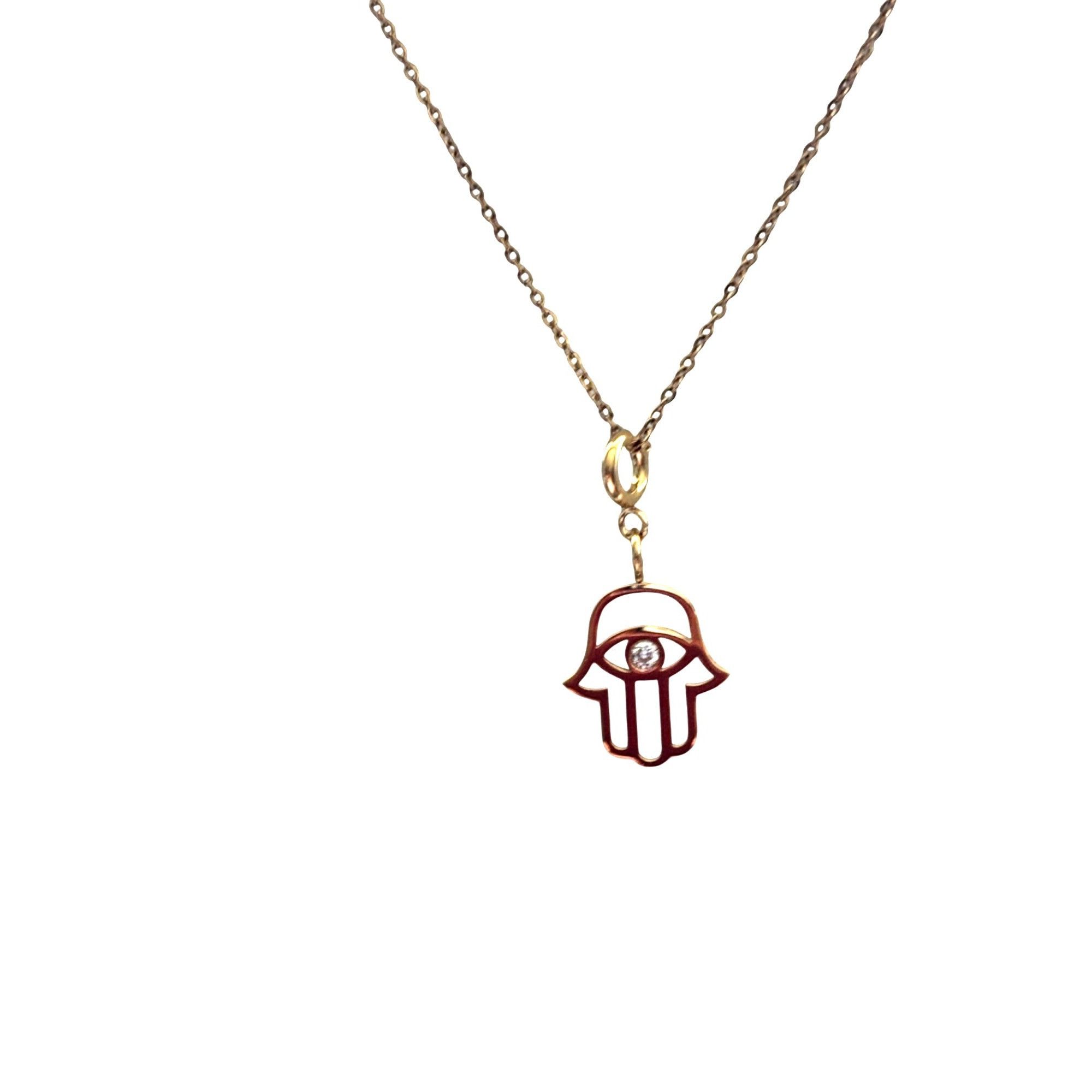 Other Gold Hamsa Pendant Necklace With Swarovski Crystal Eye On De Size ONE SIZE - 1 Thumbnail