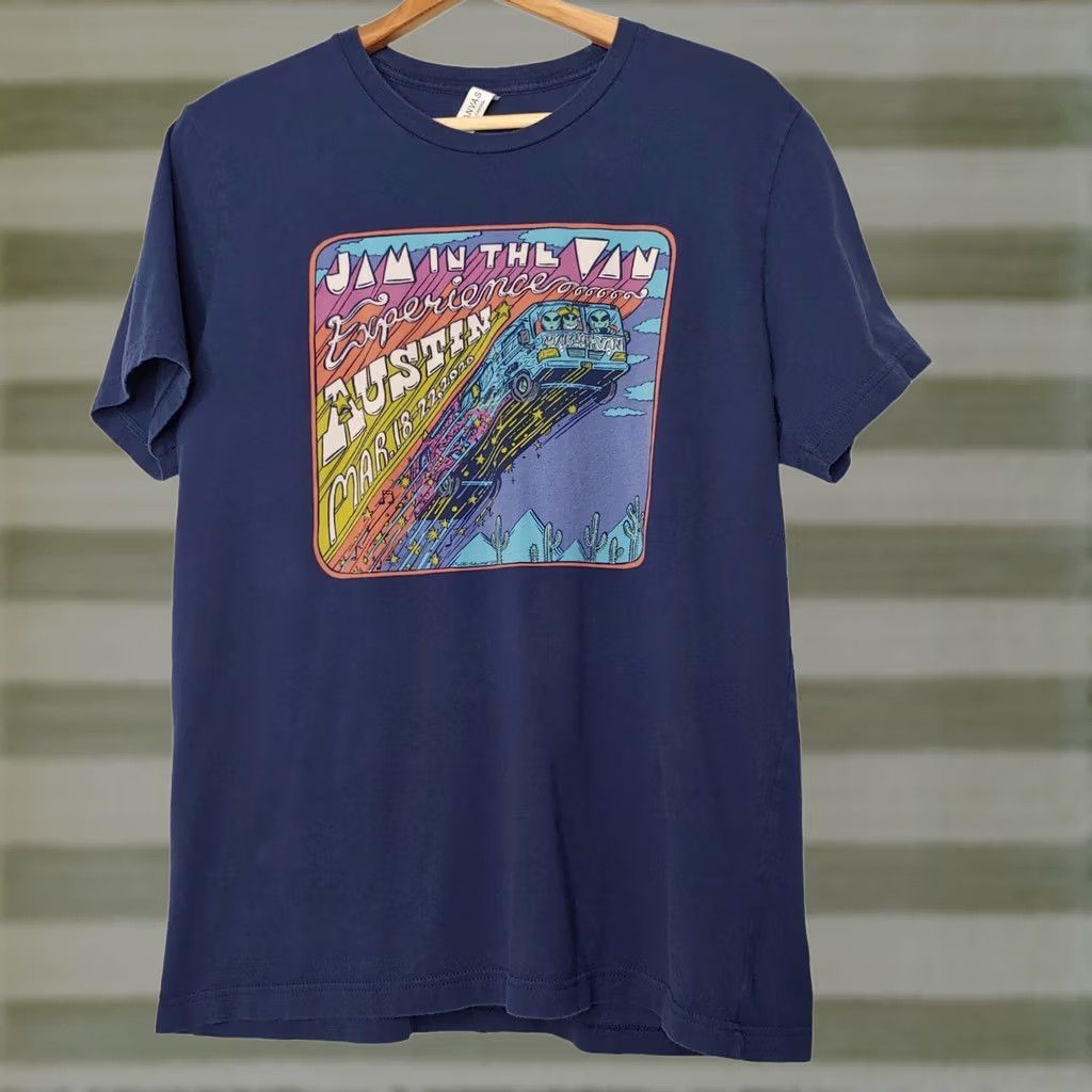 Vintage VINTAGE Jam In The Van Shirt Large Experience Austin 2020 Blue Matt Adams Art Band Music Shirt Mens Shirt Blue Size US L / EU 52-54 / 3 - 1 Thumbnail