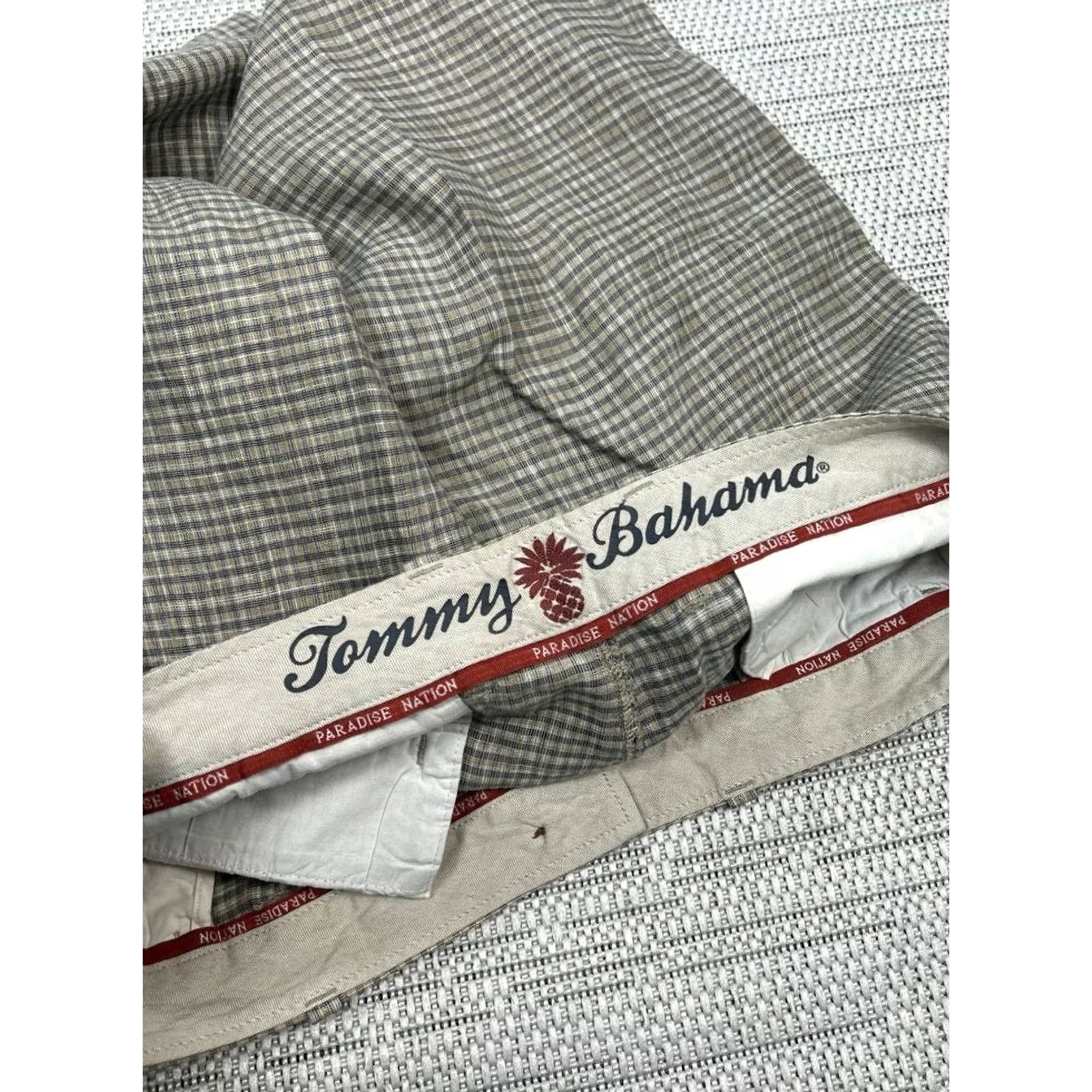 Tommy Bahama Tommy Bahama Chino Shorts Mens 36 Brown Check High Rise Marlin Logo Screened Details Size US 36 / EU 52 - 7 Thumbnail