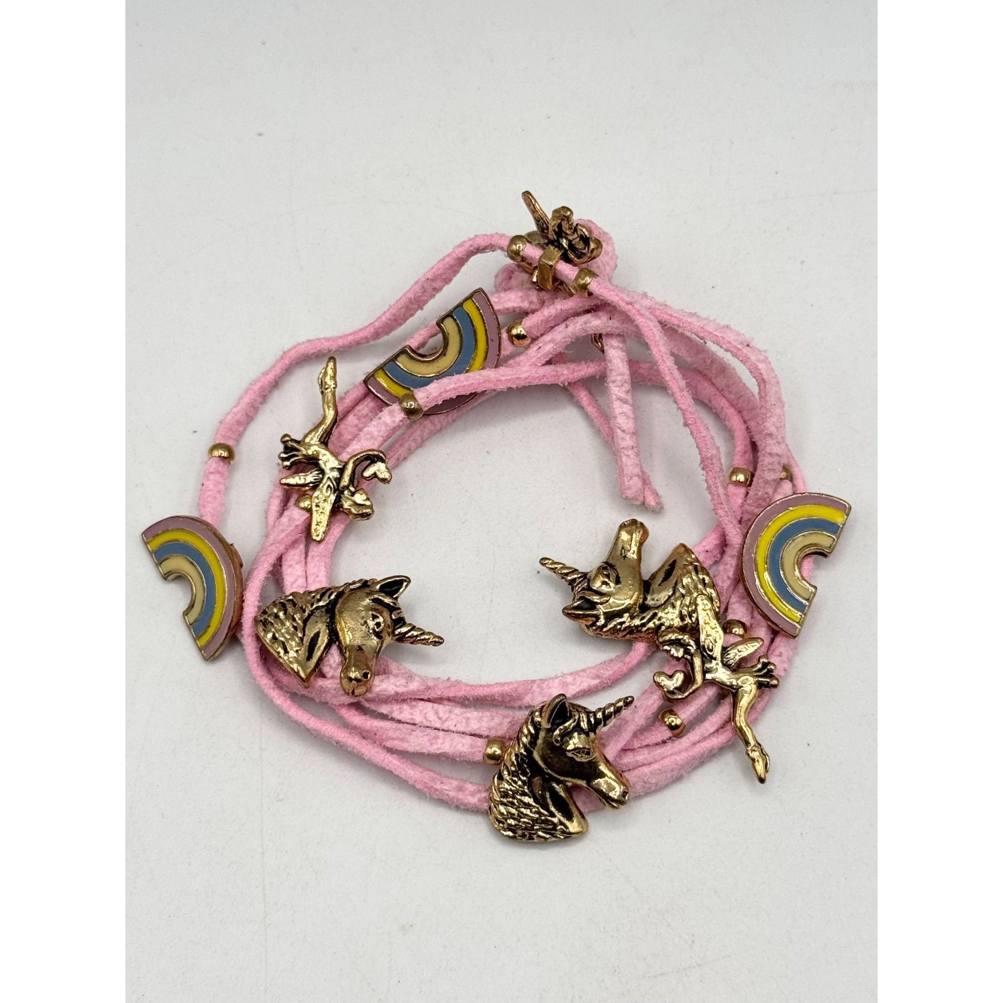 Other Pink suede enamel rainbow fairy unicorn charm wrap bracelet Size ONE SIZE - 3 Thumbnail