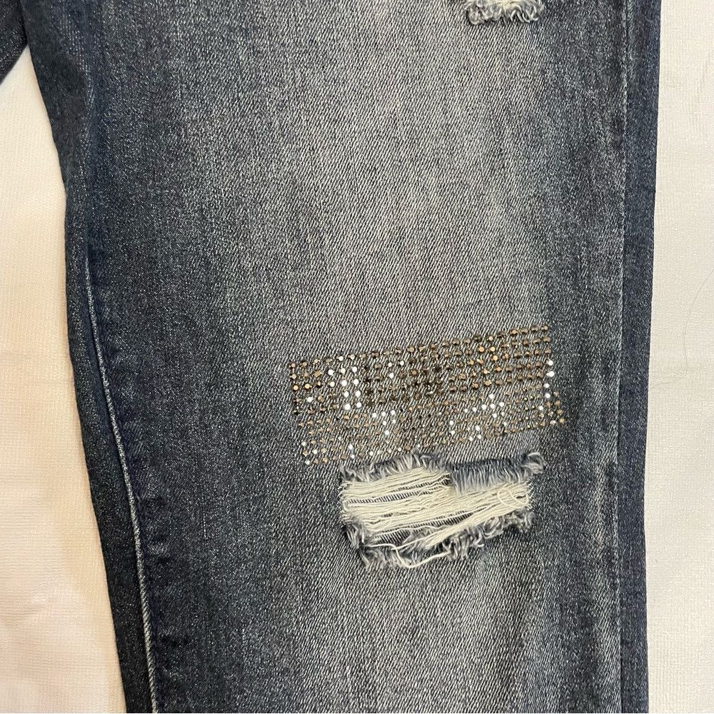 Juicy Couture Jeans Juicy Couture Studded Rhinestones Distressed Cropped Jeans Size 34" / US 12 / IT 48 - 9 Thumbnail