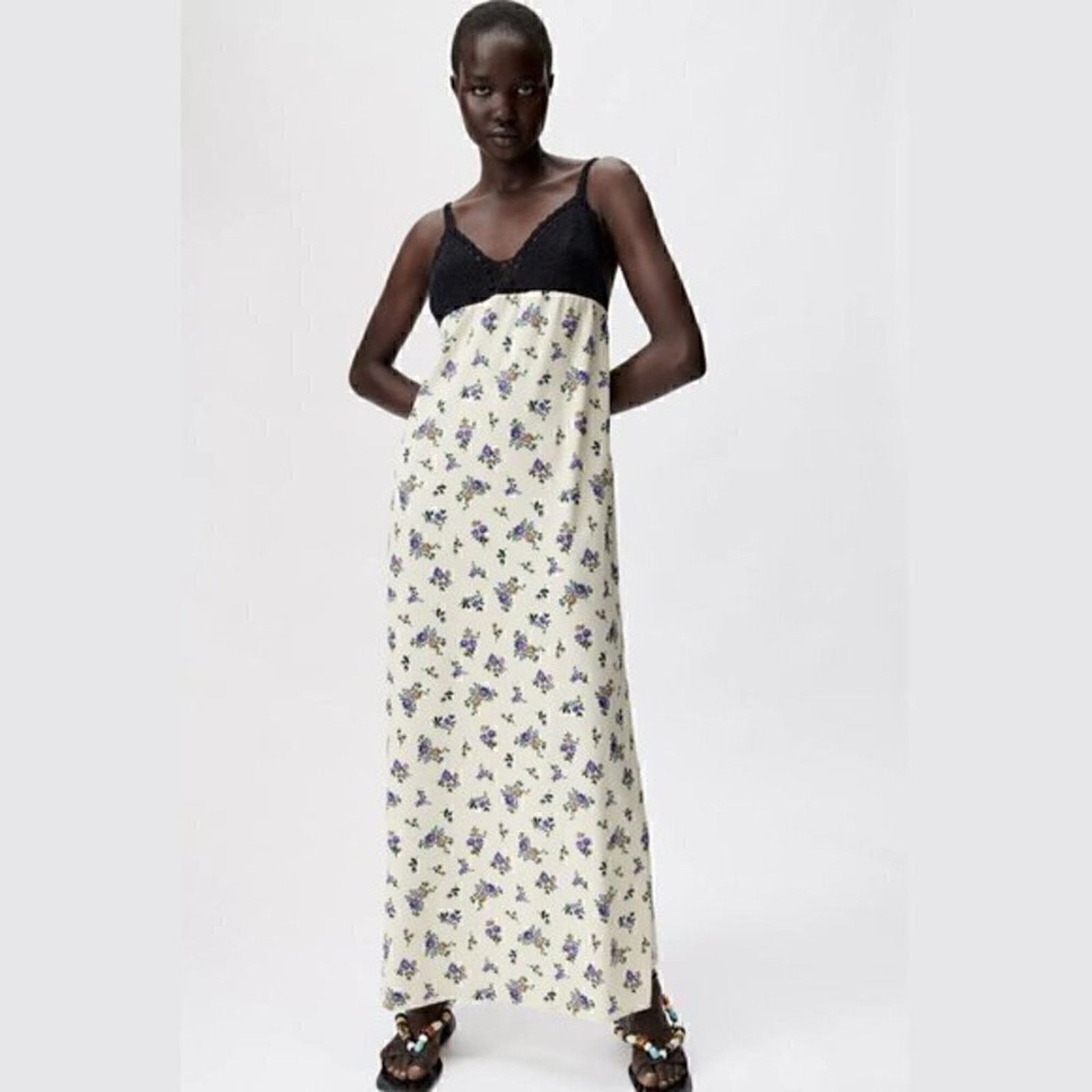 Zara Zara Floral Satin Maxi Slip Dress NWT Size S / US 4 / IT 40 - 11 Thumbnail