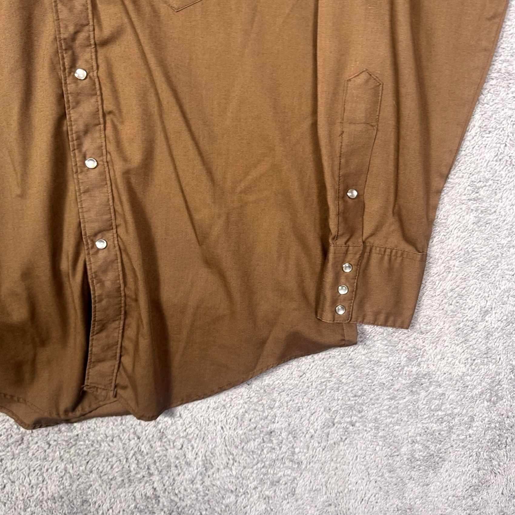 Rockmount Ranch Wear Rockmount Rach Wear Tru-West Shirt Mens M 16 Custom Fit USA Made Pearl Snap Brown Cotton Button-Up Western 80s 90s Casual Mens Size US M / EU 48-50 / 2 - 3 Thumbnail