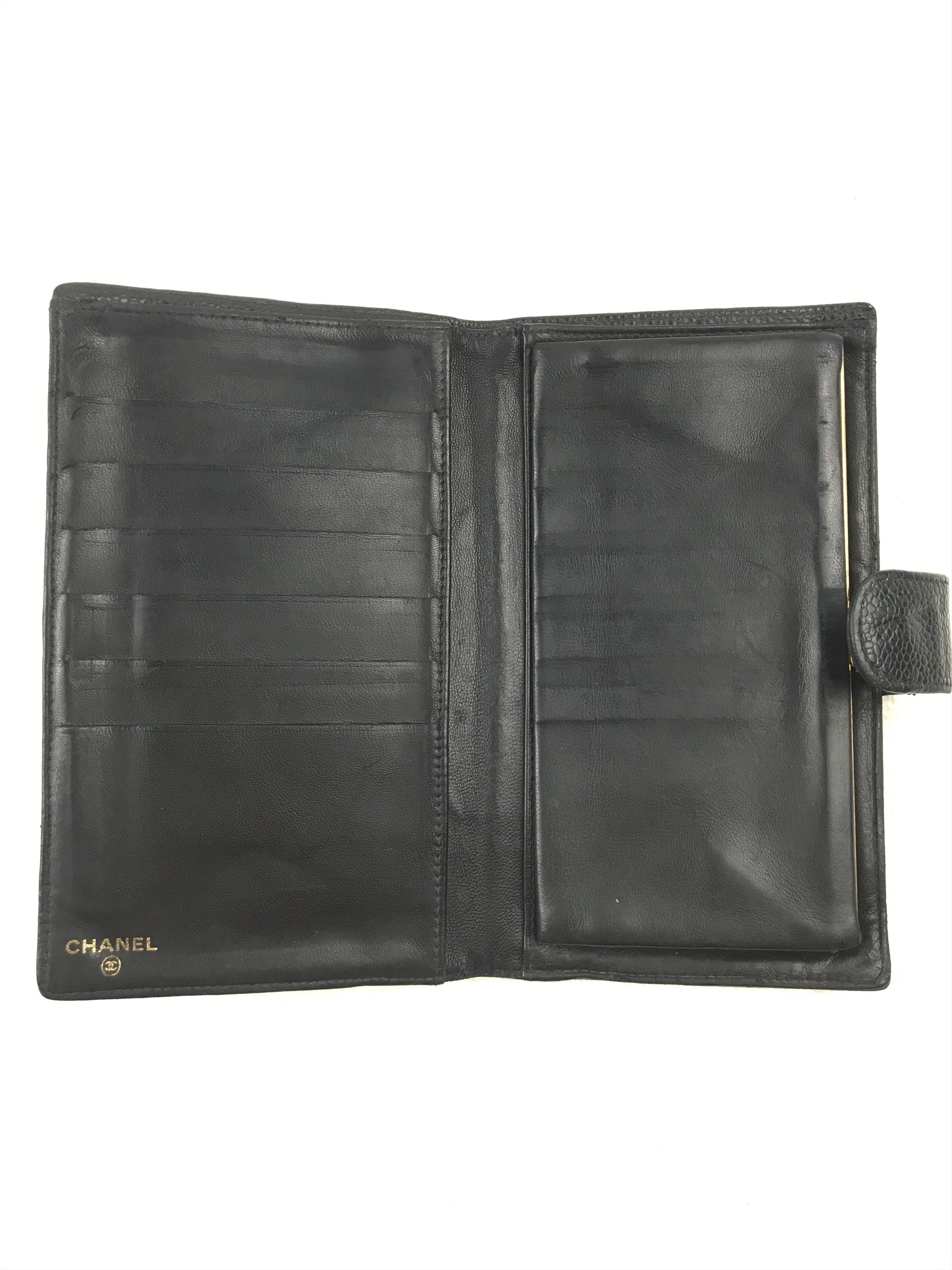 Chanel × Vintage Vintage Chanel Black Caviar CC Logo Bifold Wallet Size ONE SIZE - 6 Thumbnail