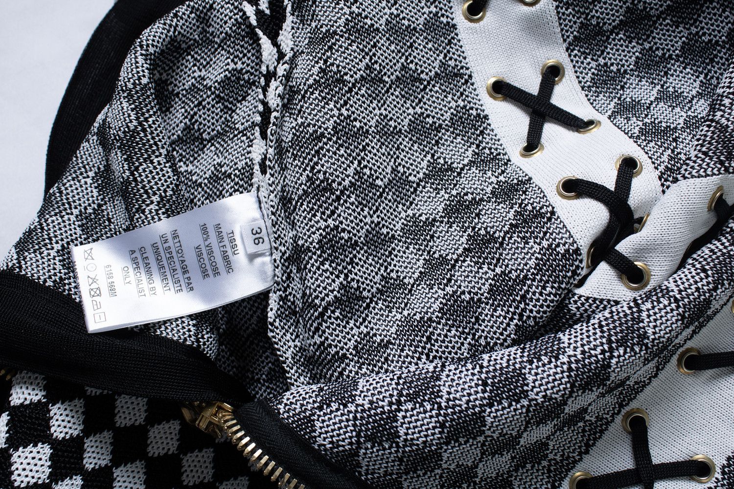 Balmain Balmain, checked knit dress in black and white Size XS / US 0-2 / IT 36-38 - 6 Thumbnail