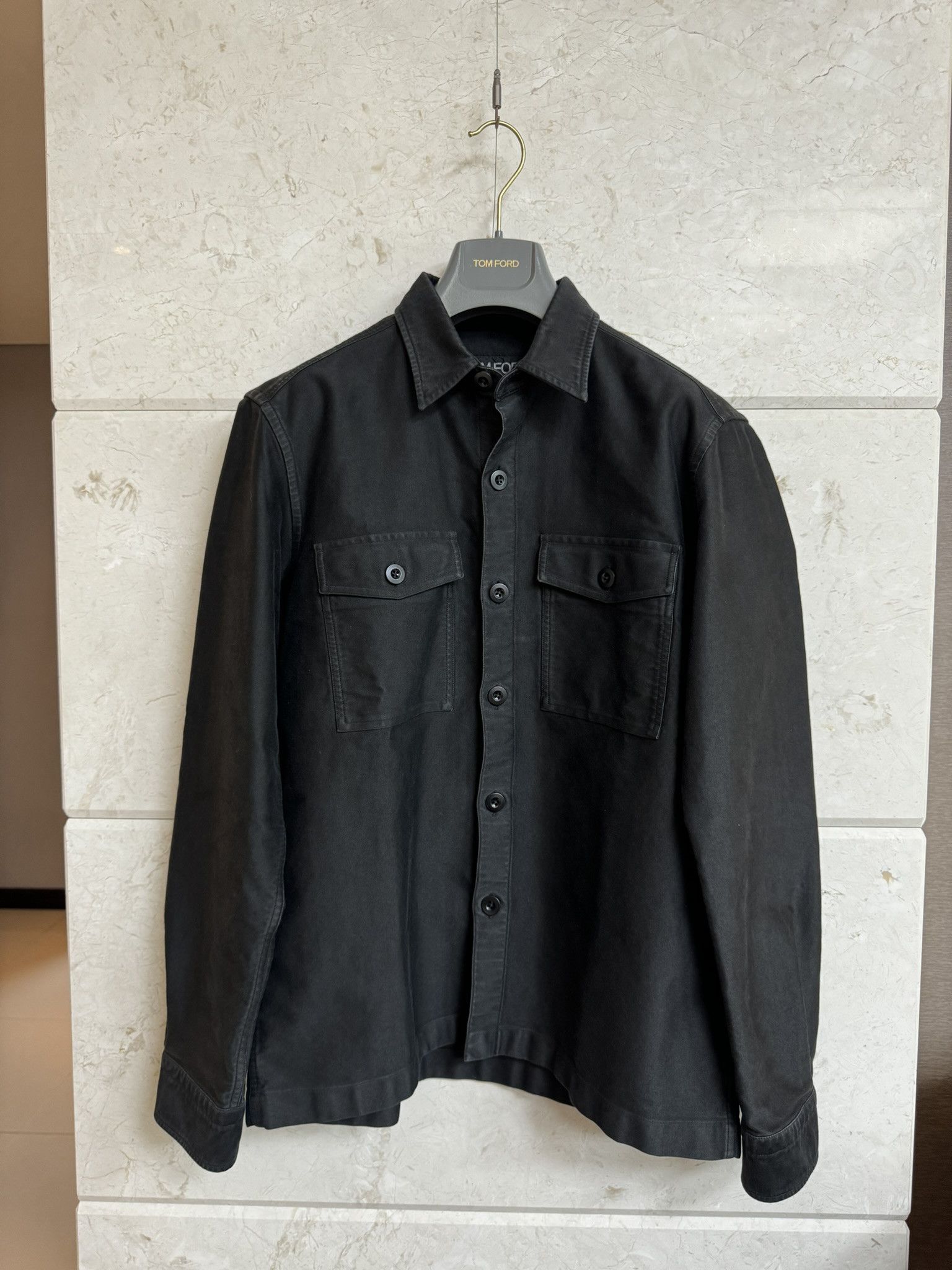 Tom Ford Tom Ford / Cotton Military Shirt Black / 2​ Size US M / EU 48-50 / 2 - 1 Thumbnail