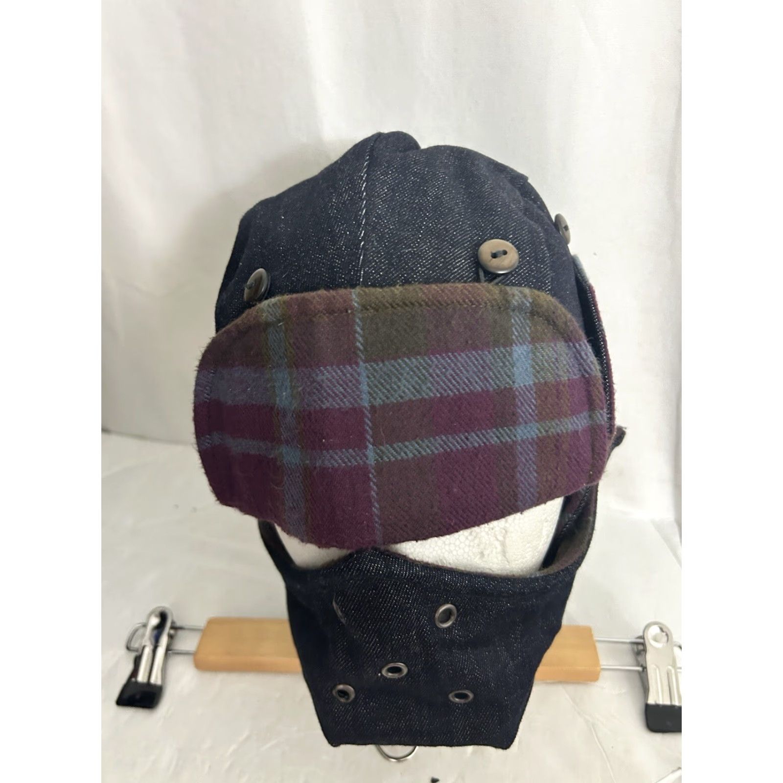 J Brand Marauder Trapper Hat Men Denim Blue Lined Dark Wash Size M/Medium Size ONE SIZE - 2 Thumbnail