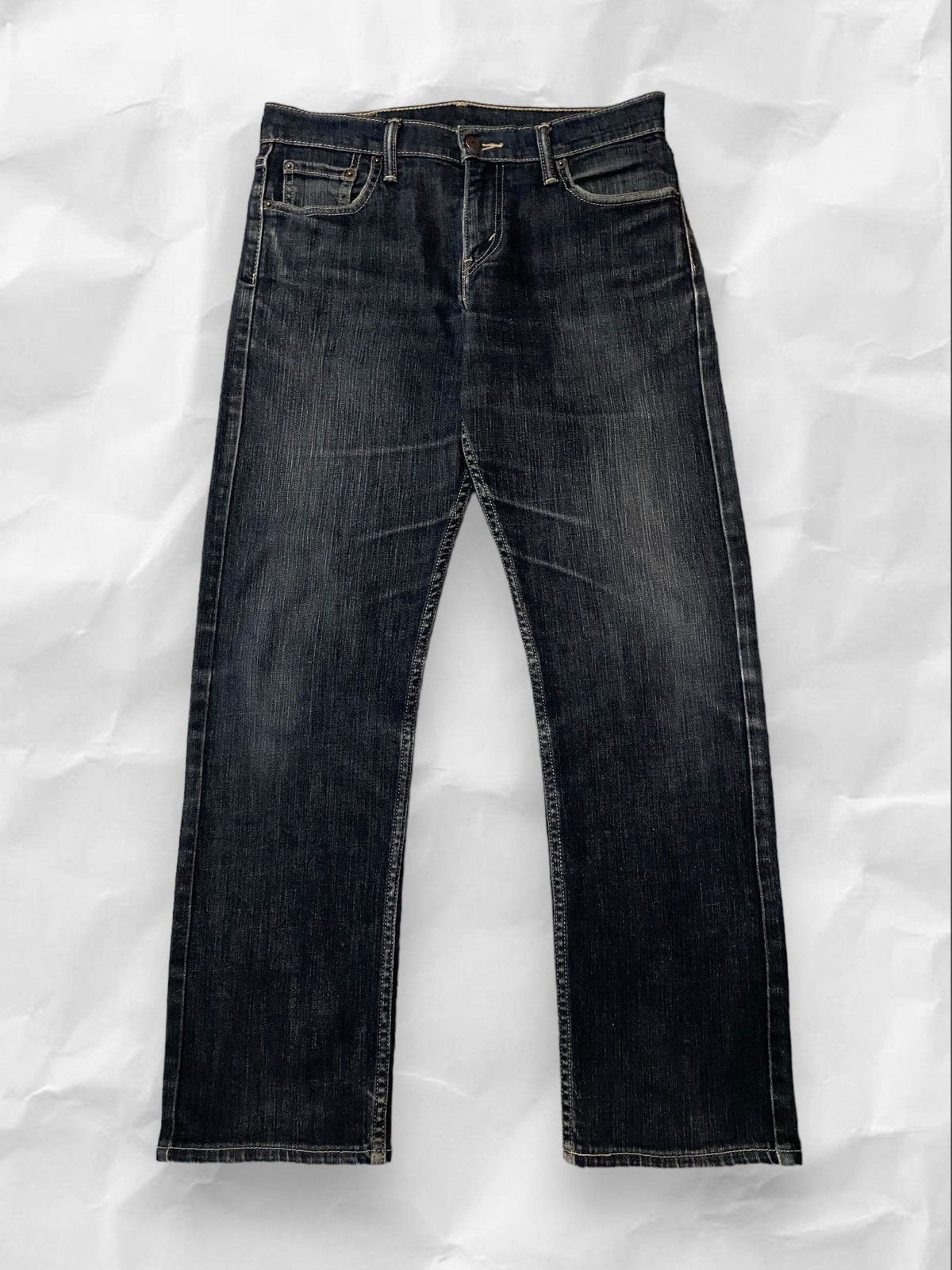image of Levi’S 504 Black Retro Wash Straight Leg Denim Jeans, Men's (Size 33)