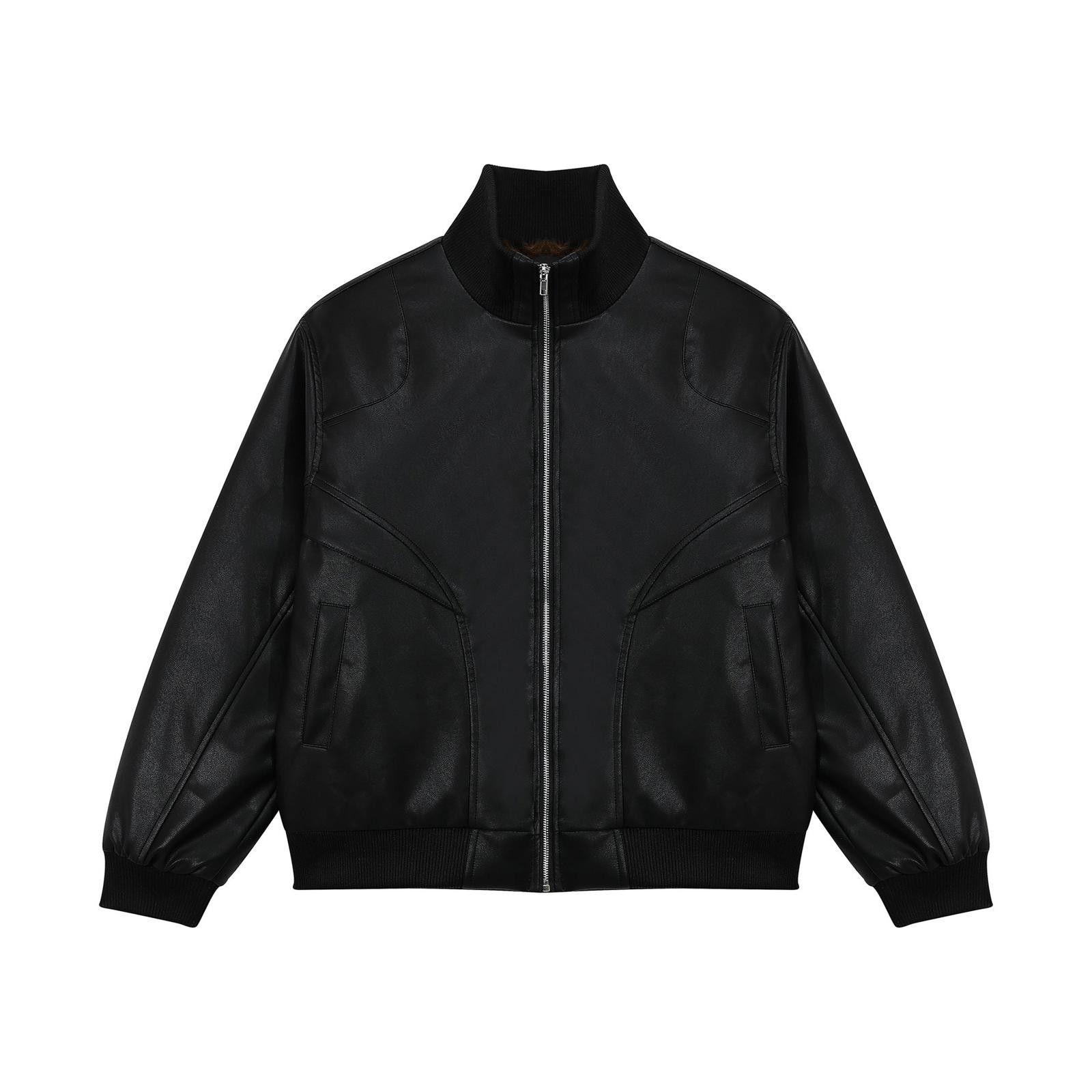 Leather Black Faux Leather Bomber Jacket with Fur Lining Size US M / EU 48-50 / 2 - 5 Thumbnail