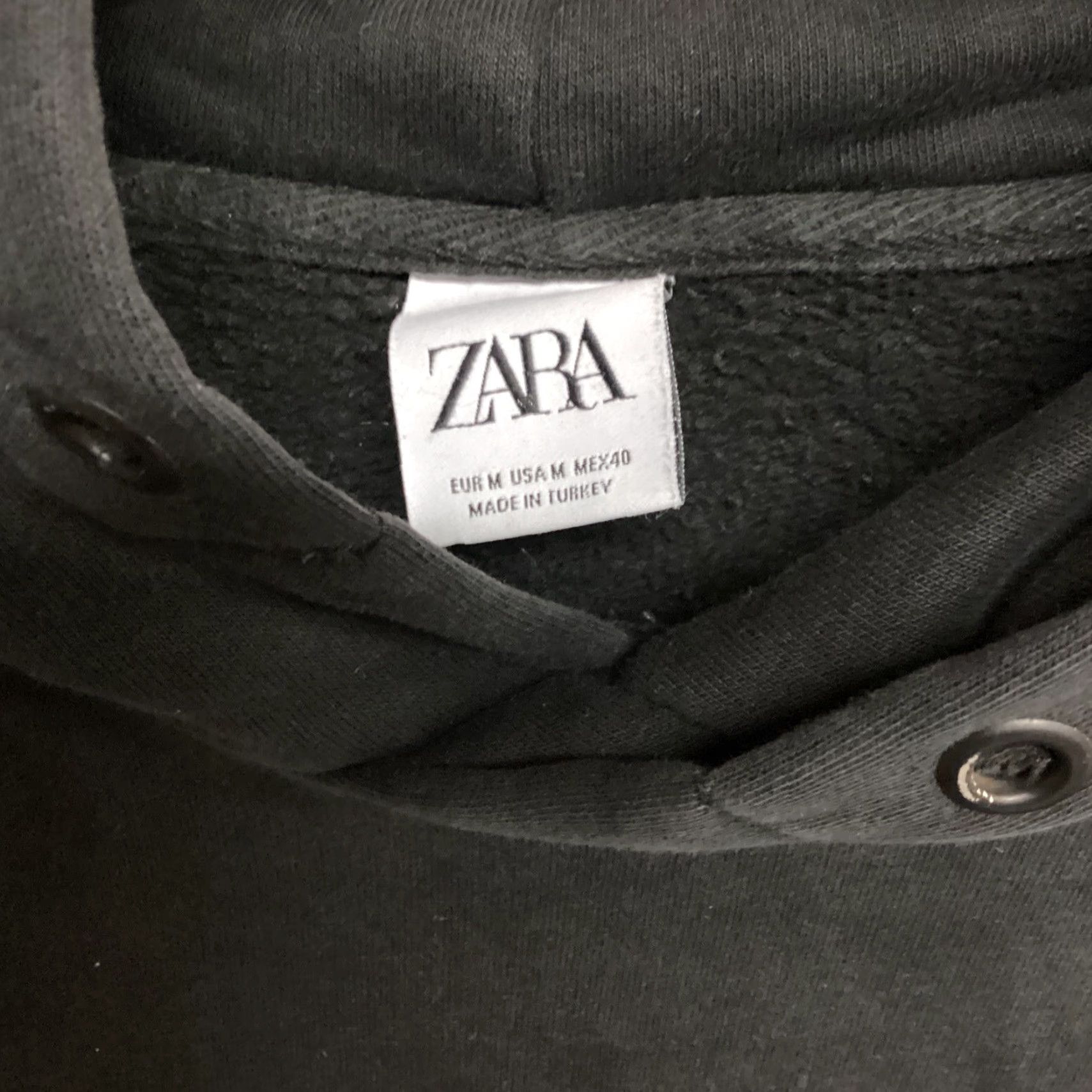 Zara ZARA Solid Black Cropped Hoodie Sweatshirt M Medium Women Pullover Activewear Size M Black Cropped Hoodie Womens Size M / US 6-8 / IT 42-44 - 3 Thumbnail