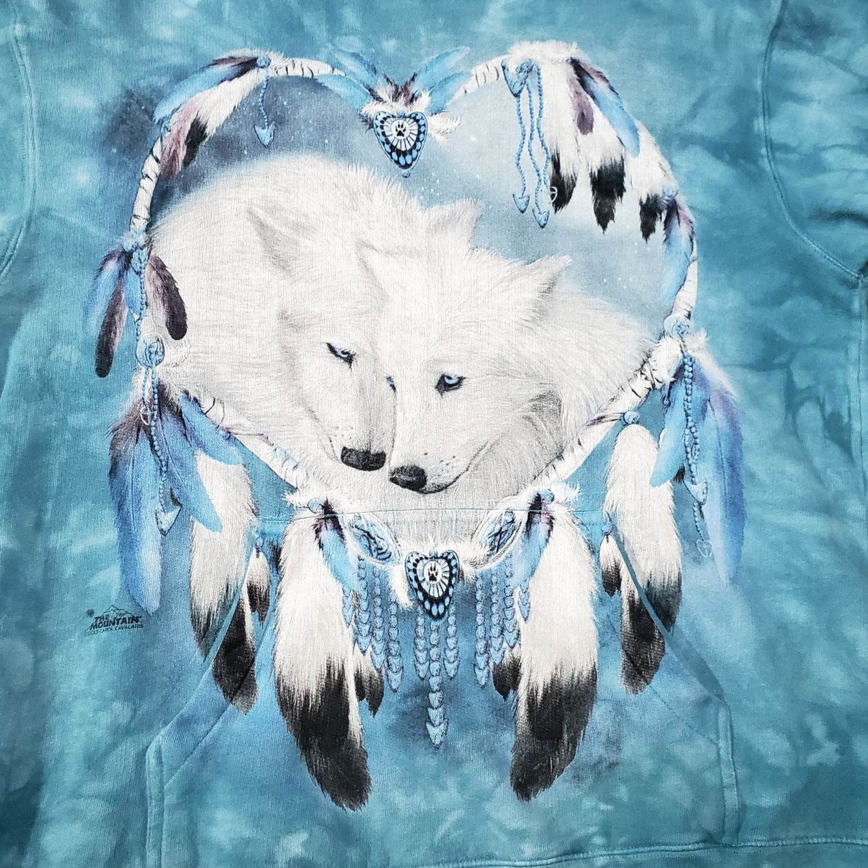 The Mountain The Mountain Hoodie Adult Small Blue Tie Dye Wolf Heart Dream Catcher Feather Shirt (Hooded, Pockets) Size US S / EU 44-46 / 1 - 3 Thumbnail
