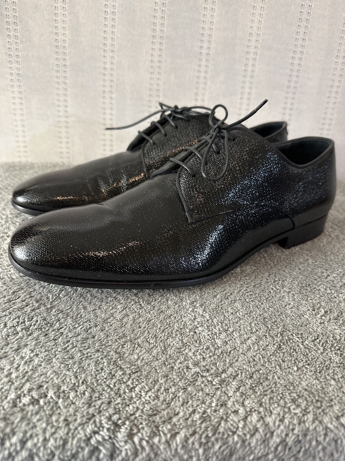 Giorgio Armani GIORGIO ARMANI Size 8 Black Solid Leather Lace Up Shoes Size US 8 / EU 41 - 2 Thumbnail