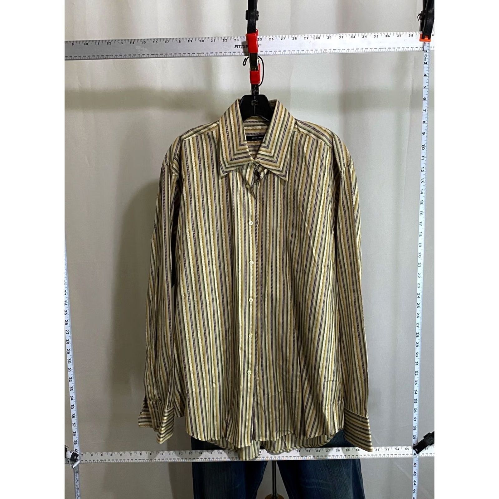 Vintage Equilibrio Stripe LONG SLEEVE SHIRT Large L 16.5 x 35/36 Mens Regular Button-Up XS? Size US L / EU 52-54 / 3 - 3 Thumbnail