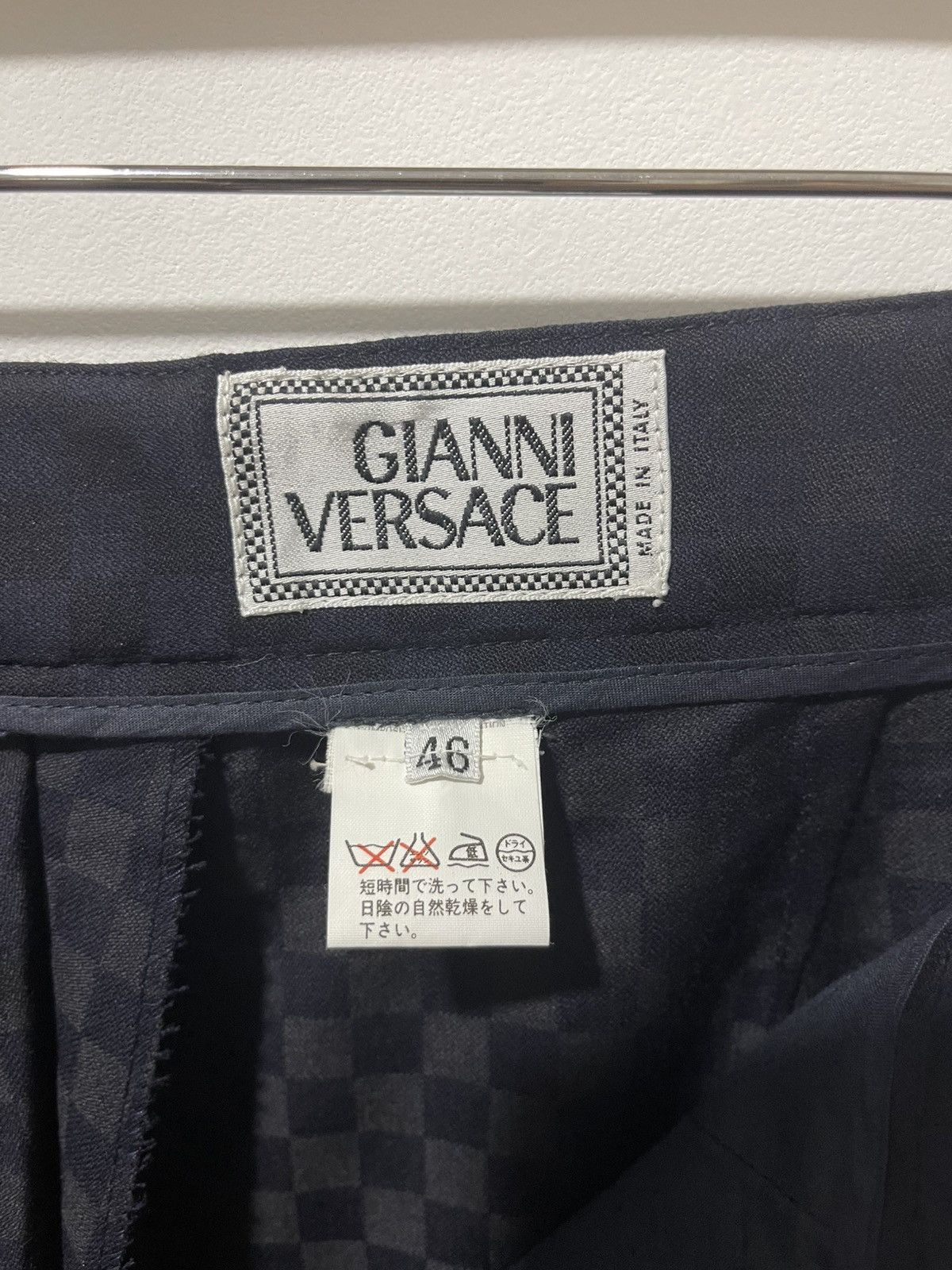 Versace Rare Vintage GIANNI VERSACE Black Checkered OPTI Zipper Size US 29 - 9 Thumbnail