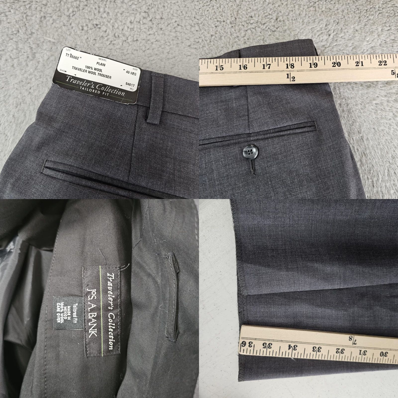 Jos. A. Bank Jos A Bank Pants Mens 40 Gray Traveler's Collection Wool Tailored Fit Unhemmed Size US 40 / EU 56 - 8 Thumbnail