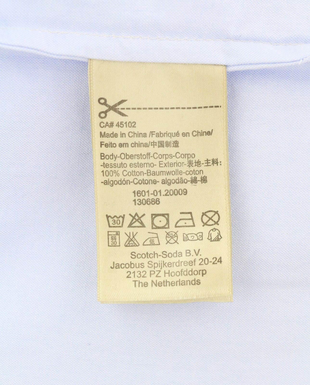 Scotch & Soda M Light Blue Cotton Long Fit Button-Up Shirt 89101 Size US M / EU 48-50 / 2 - 9 Thumbnail