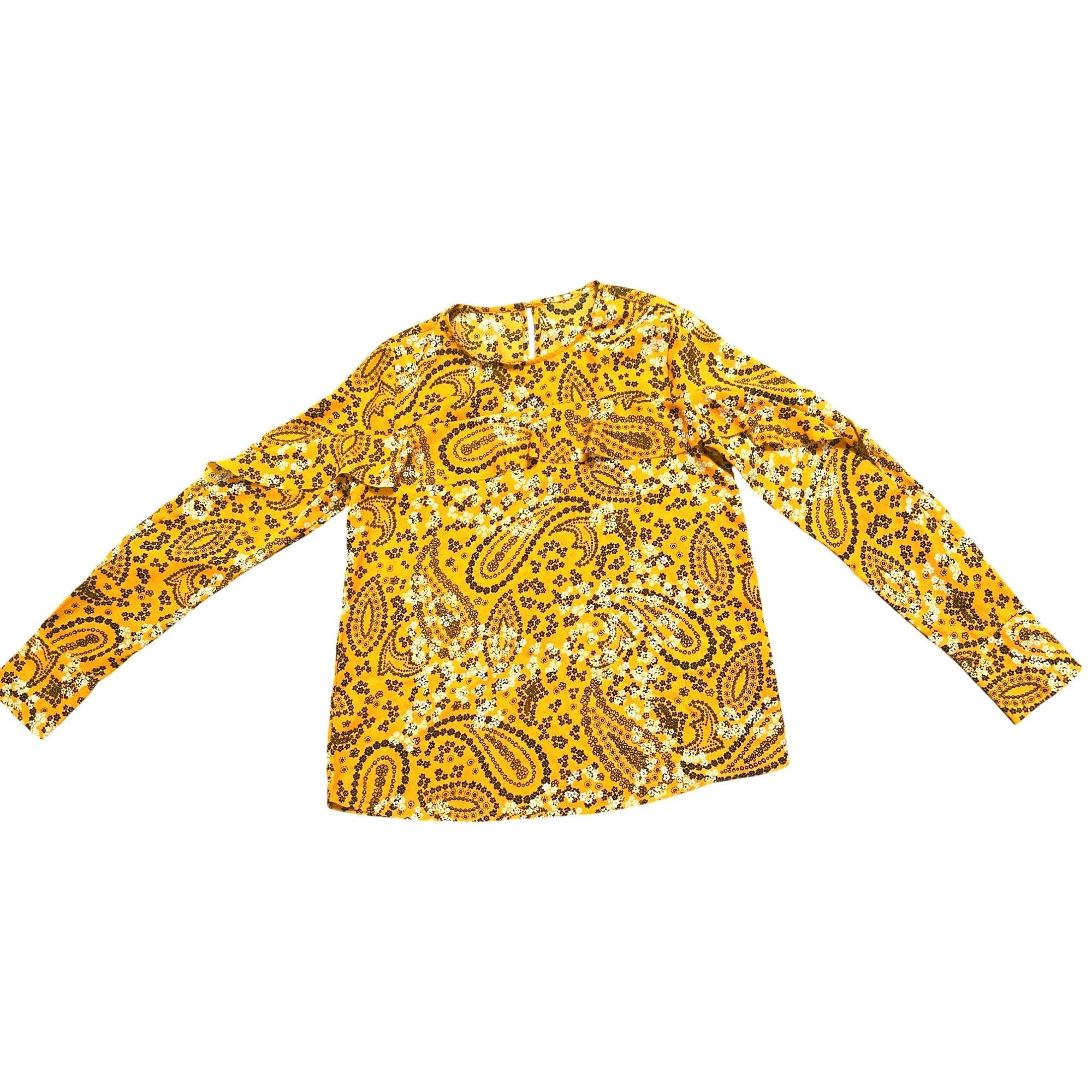 Abercrombie & Fitch Abercrombie Fitch XS Mustard Paisley Floral Long Sleeve Ruff Size XS / US 0-2 / IT 36-38 - 13 Thumbnail