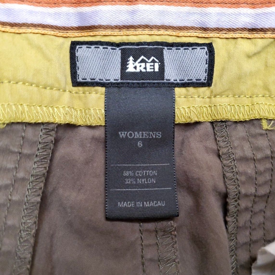 Vintage REI Shorts Women 6 Brown Cotton Nylon Blend Lightweight Cargo Pocket Hiking Gorp Size 28" / US 6 / IT 42 - 3 Thumbnail