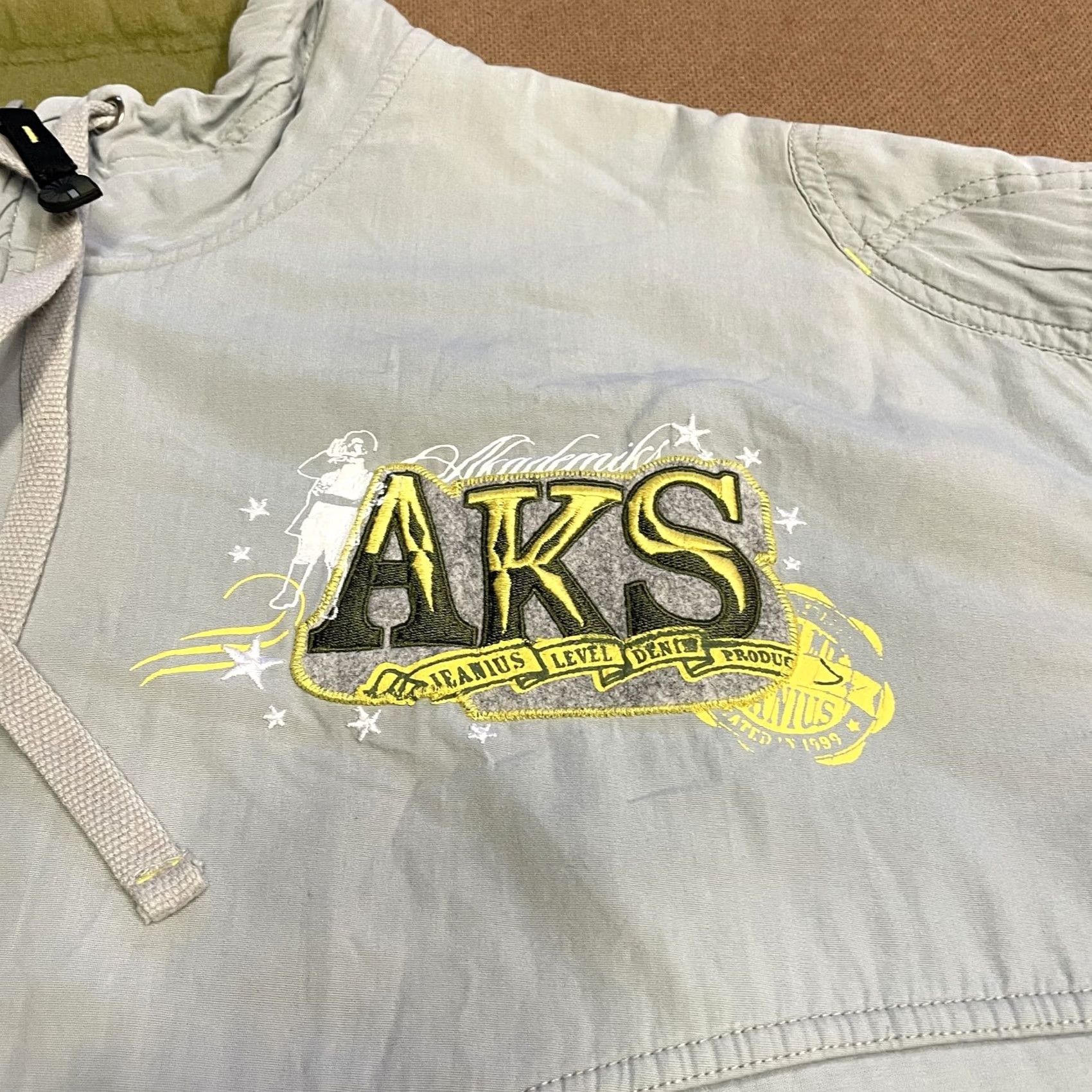 Akademiks VINTAGE Akademiks Jacket Mens L Gray Jeanius Bros Full Zip Patchwork Streetwear AKS Size US 33 - 4 Thumbnail
