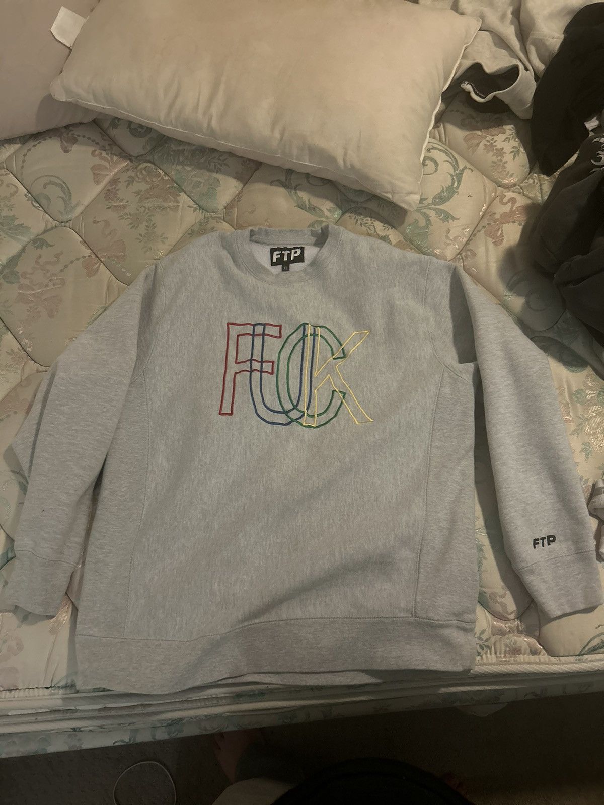 image of Fuck The Population Ftp Grey Fuck Crewneck, Men's (Size XL)