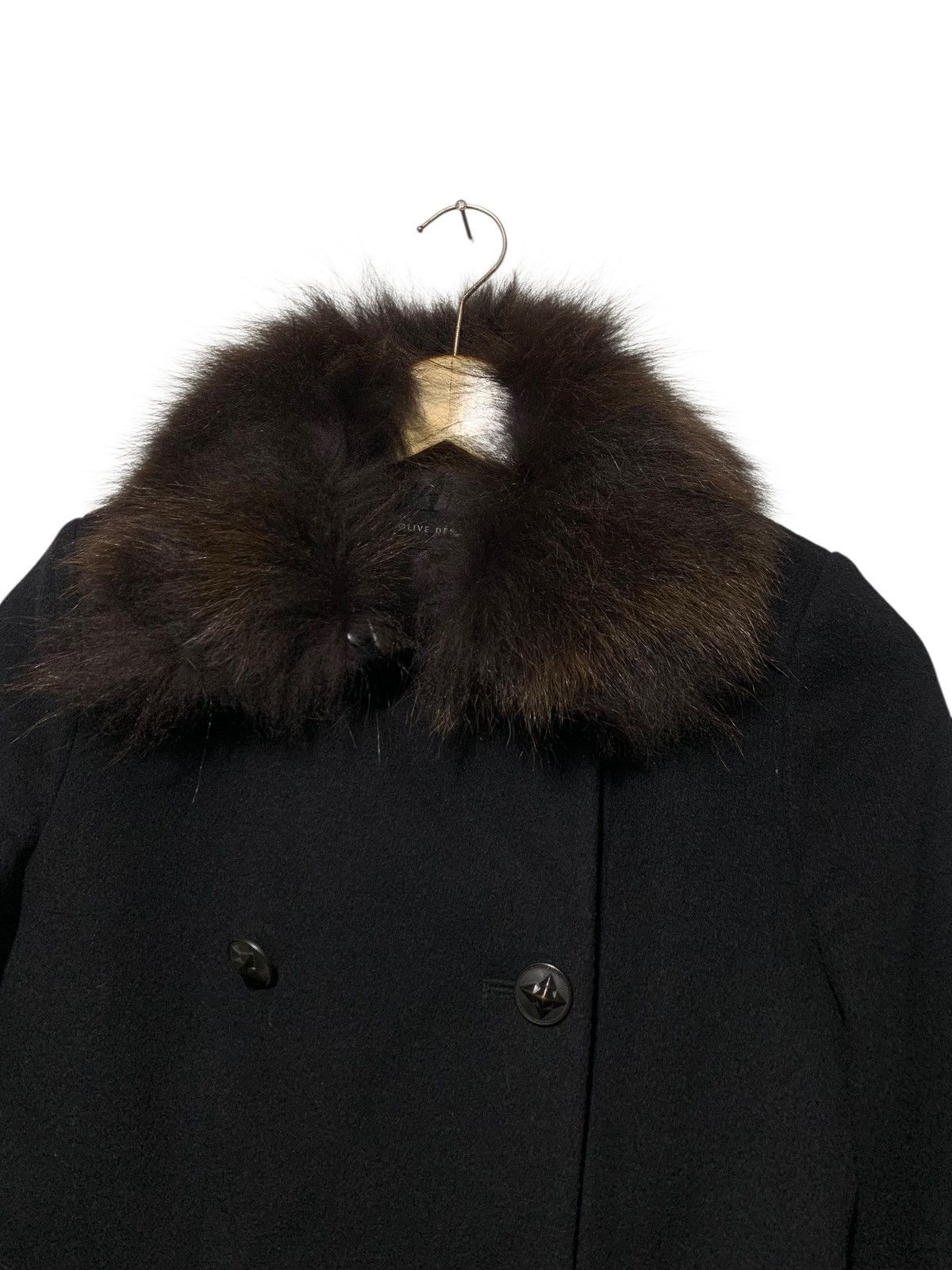 Beauty Beast Olive desOlive fox fur collar doublebreast wool rider jacket Size XS / US 0-2 / IT 36-38 - 3 Thumbnail