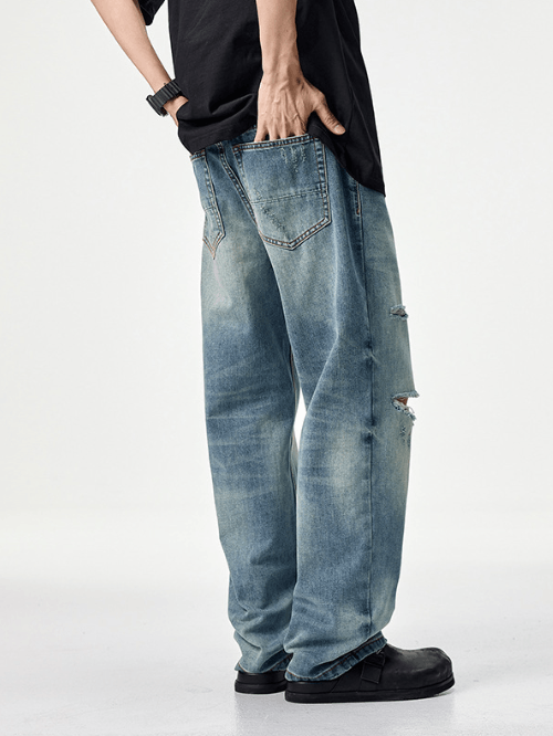 Japanese Brand × Jean Trendy gradient distressed loose American Clanfit jeans y2k Size US 32 / EU 48 - 4 Thumbnail