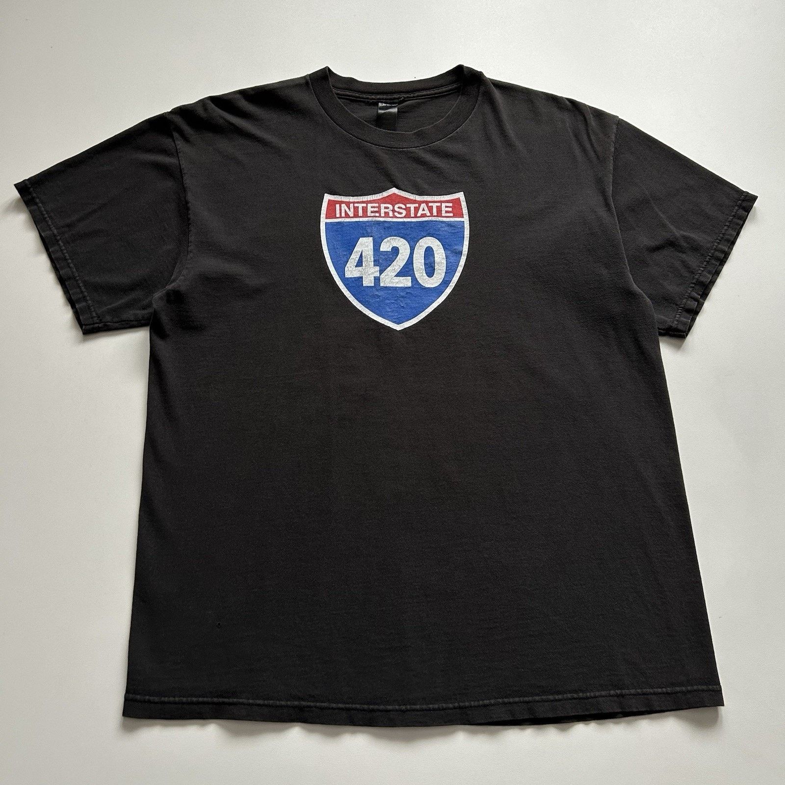Vintage Vintage 420 Interstate Shirt Large Faded Black Funny Parody Size US L / EU 52-54 / 3 - 1 Thumbnail