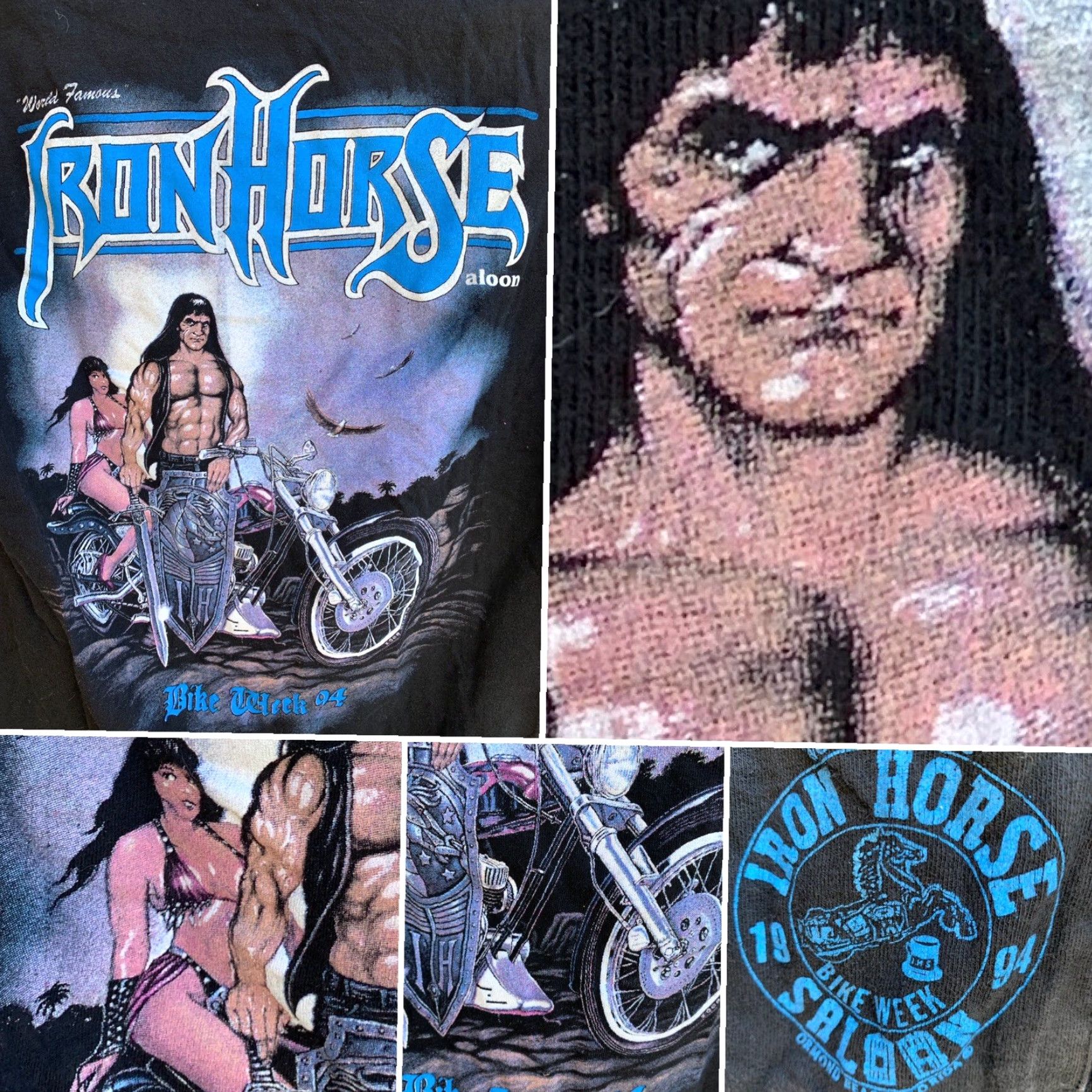 Hanes VINTAGE Iron Horse Saloon Bike Week 94 Pocket Tee T-Shirt 90s 1990s M Black Men Hanes Short Sleeve 100% Cotton Graphic Tee Size US M / EU 48-50 / 2 - 4 Thumbnail