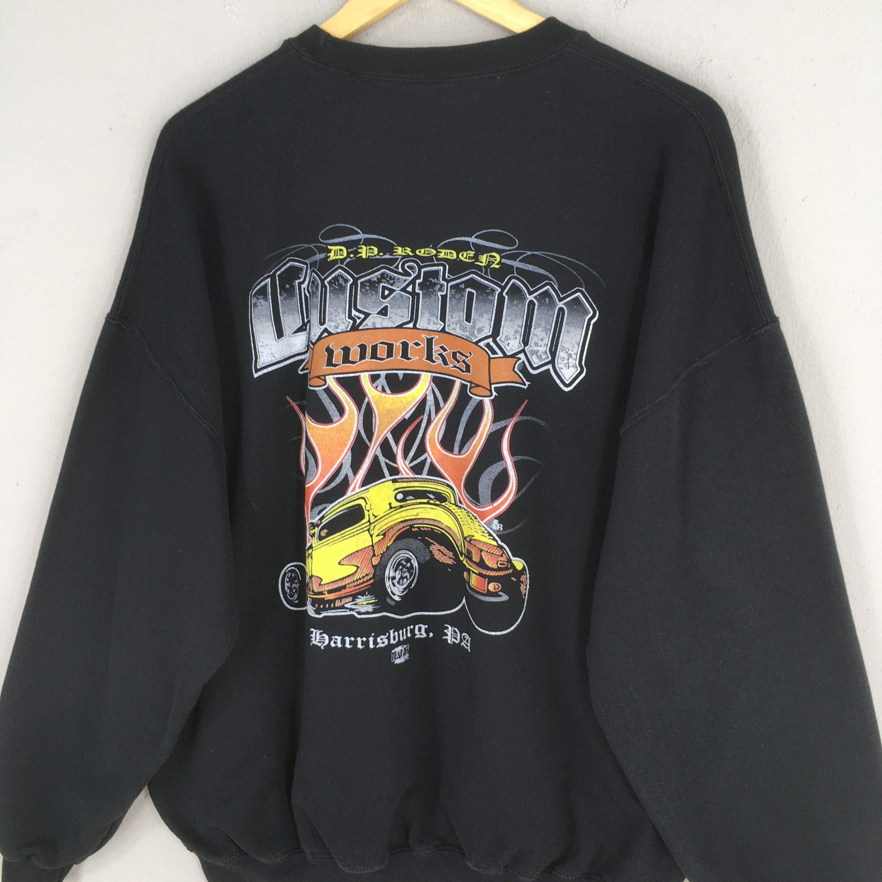 Jerzees Vintage 90s D.P. Rodea Custom Works Black Sweatshirts XLarge Size US XL / EU 56 / 4 - 7 Thumbnail