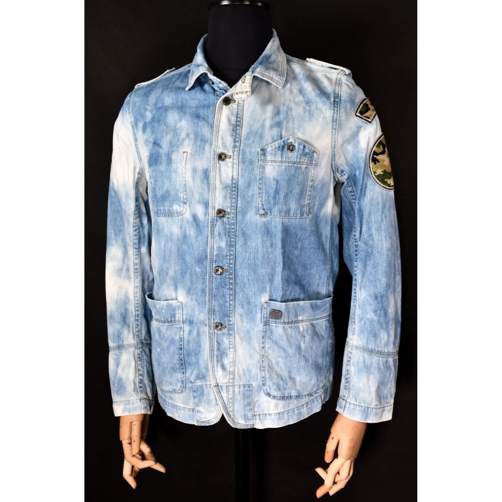 Diesel Diesel Jacket Denim Military Men's M Distressed Chore Coat Style Button Closure Blue 100% Cotton Regular Size M Jacket Mens Denim Jacket Size US M / EU 48-50 / 2 - 2 Thumbnail