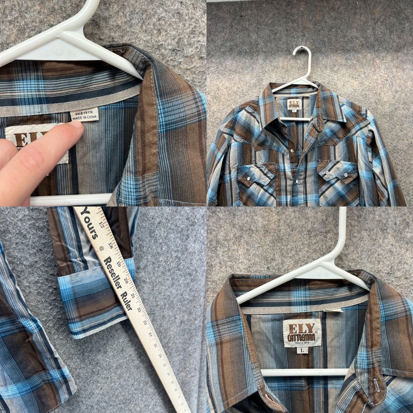 Vintage VINTAGE Ely Cattleman Shirt Mens Large Blue Pearl Snap Plaid Western Rodeo Cowboy Vtg Size US L / EU 52-54 / 3 - 8 Thumbnail
