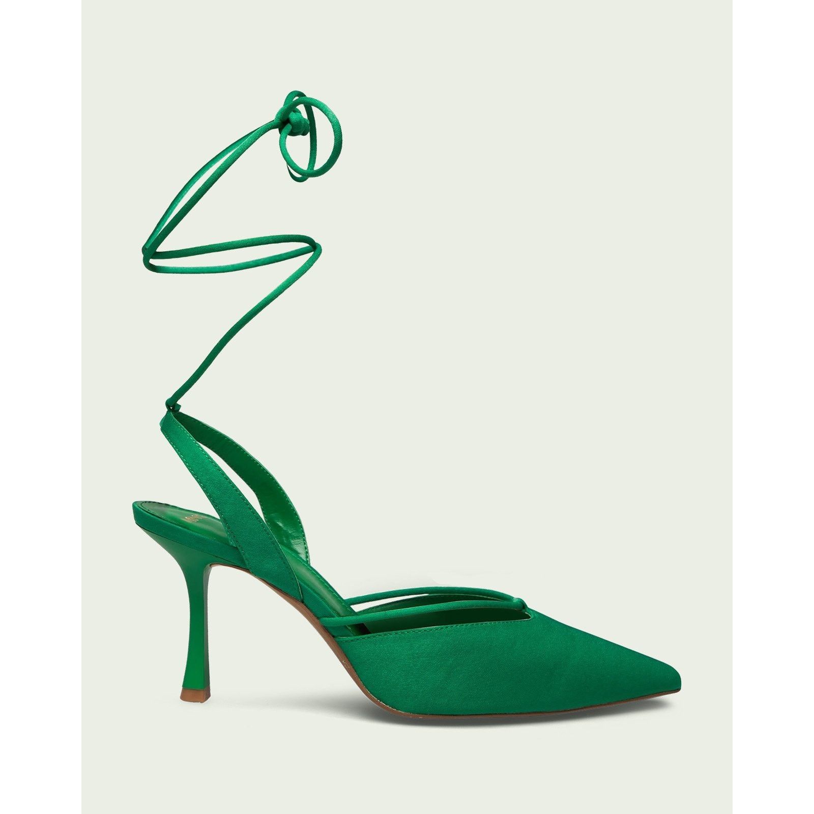Mango Mango Green Lace Up Slingback Pointed Toe Heels NWT Size US 7.5 / IT 37.5 - 13 Thumbnail