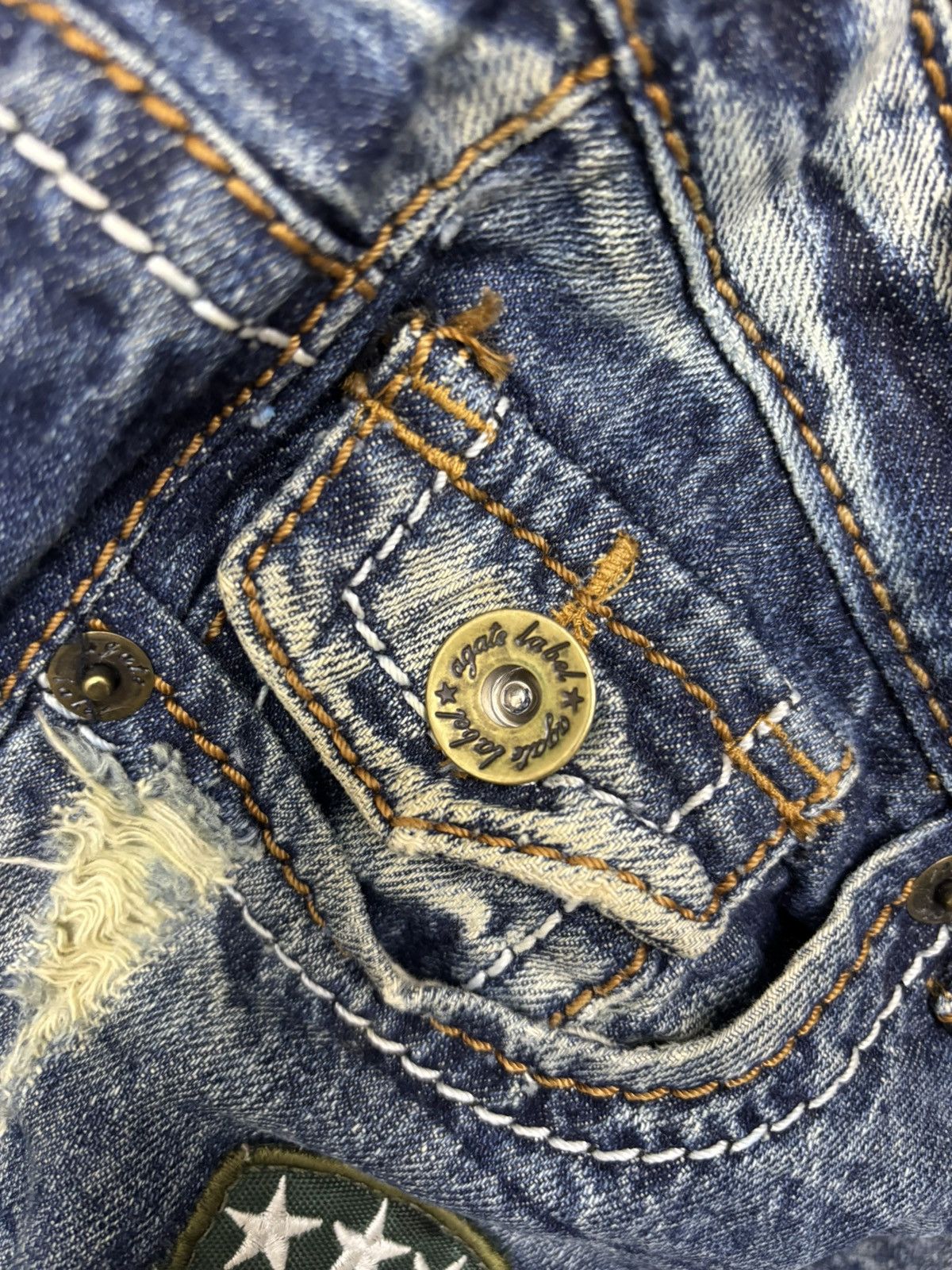 Kapital FLARE JEANS AGATE LABEL PATCHES PUNK DISTRESSED DENIM Size US 30 / EU 46 - 10 Thumbnail