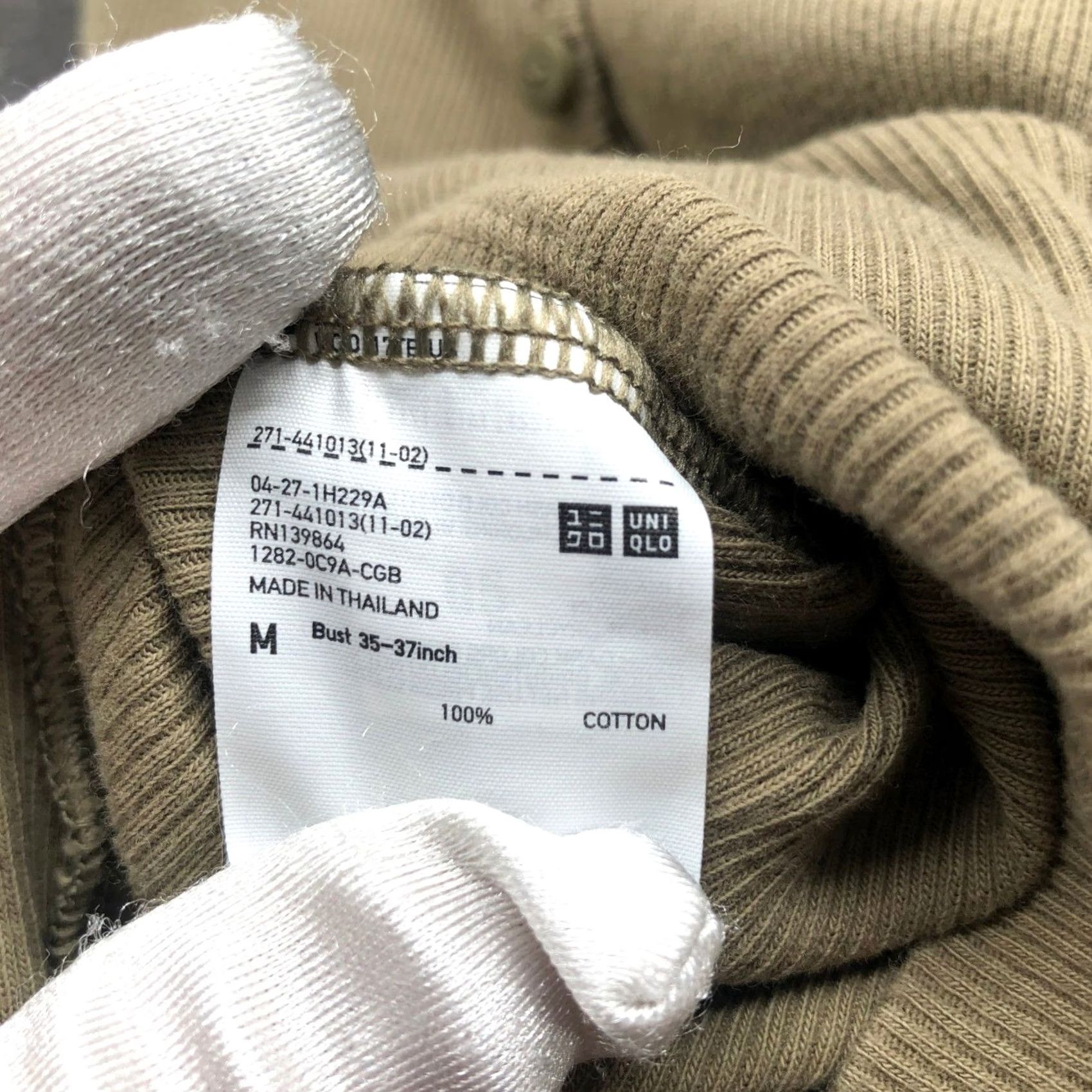Uniqlo Uniqlo Ribbed Henley Cropped Tank Top Womens M Olive Green Scoop Neck Size M / US 6-8 / IT 42-44 - 4 Thumbnail